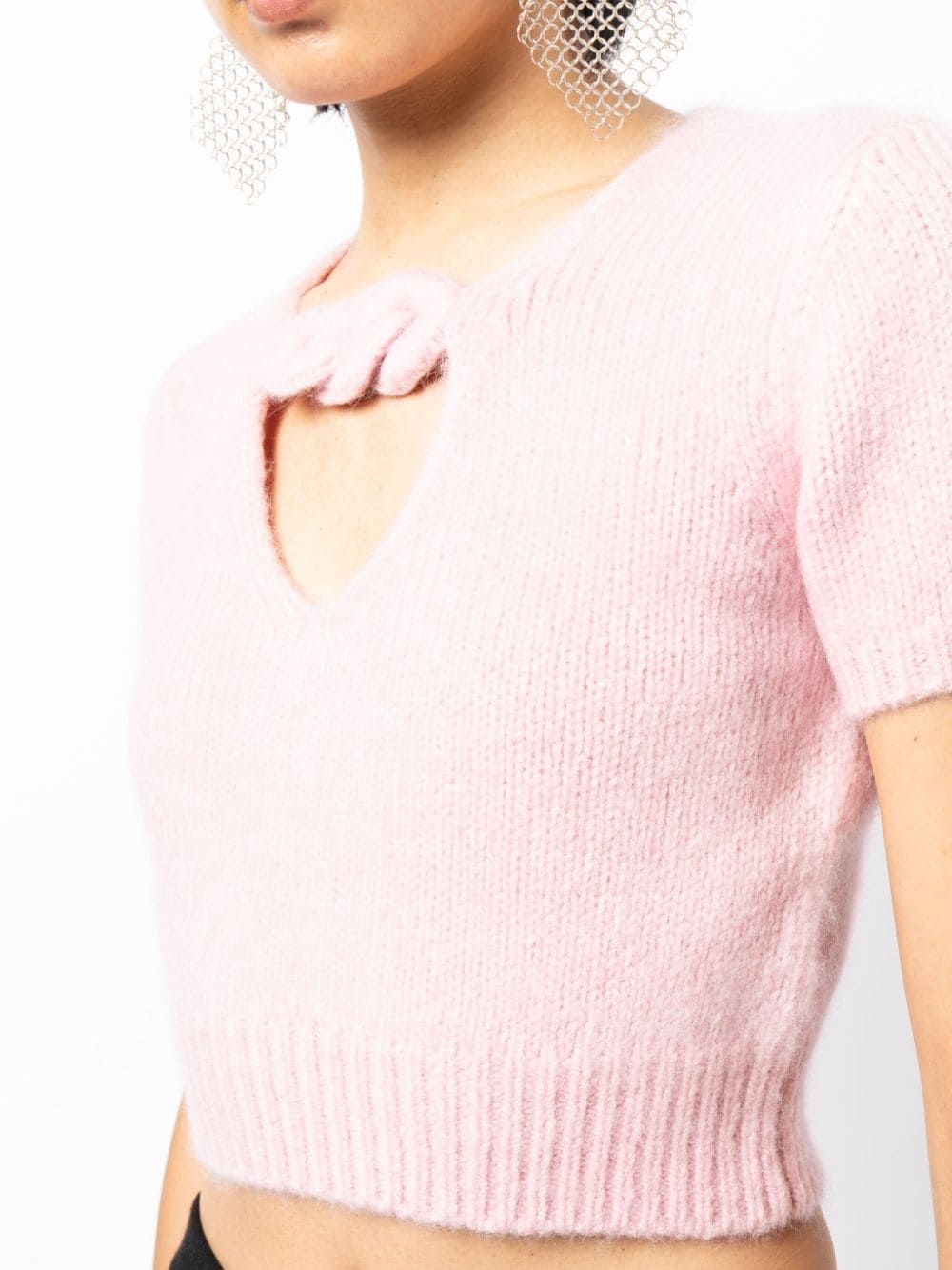 chain-detail cropped knitted top - 5