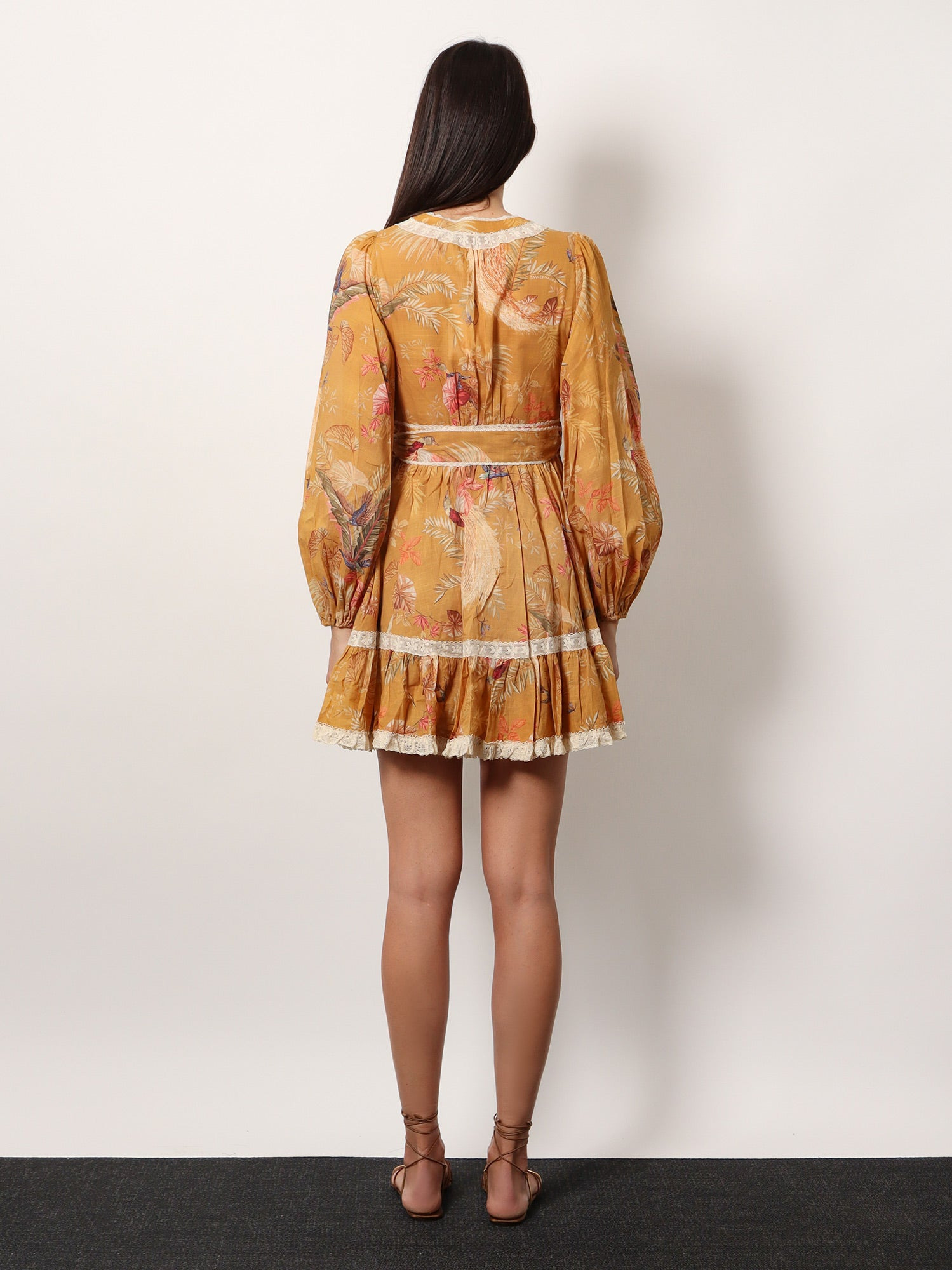 FRILL COTTON SHORT DRESS WITH FLORAL PRINT - 3