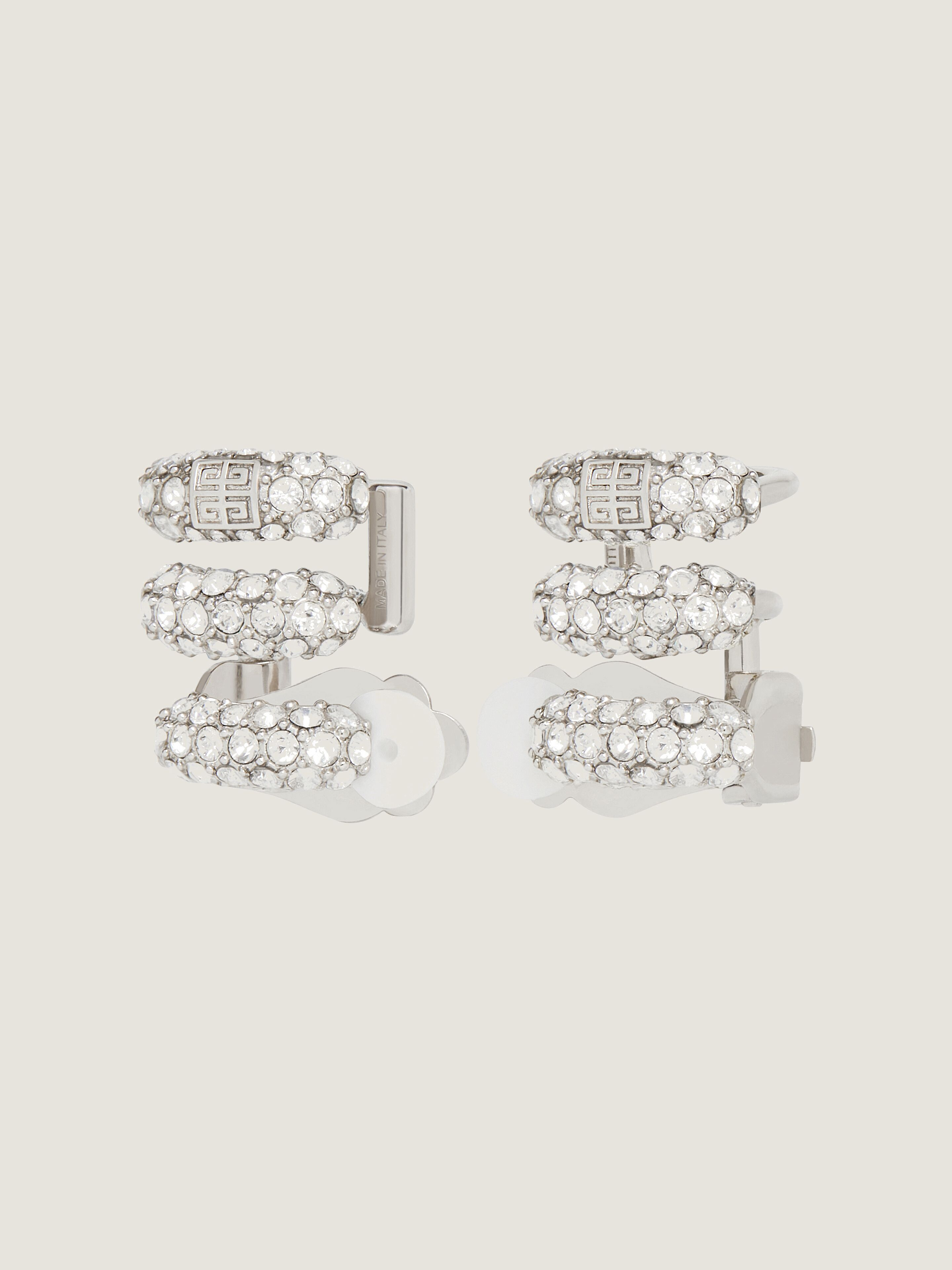STITCH CLIP EARRINGS IN METAL WITH CRYSTALS - 2