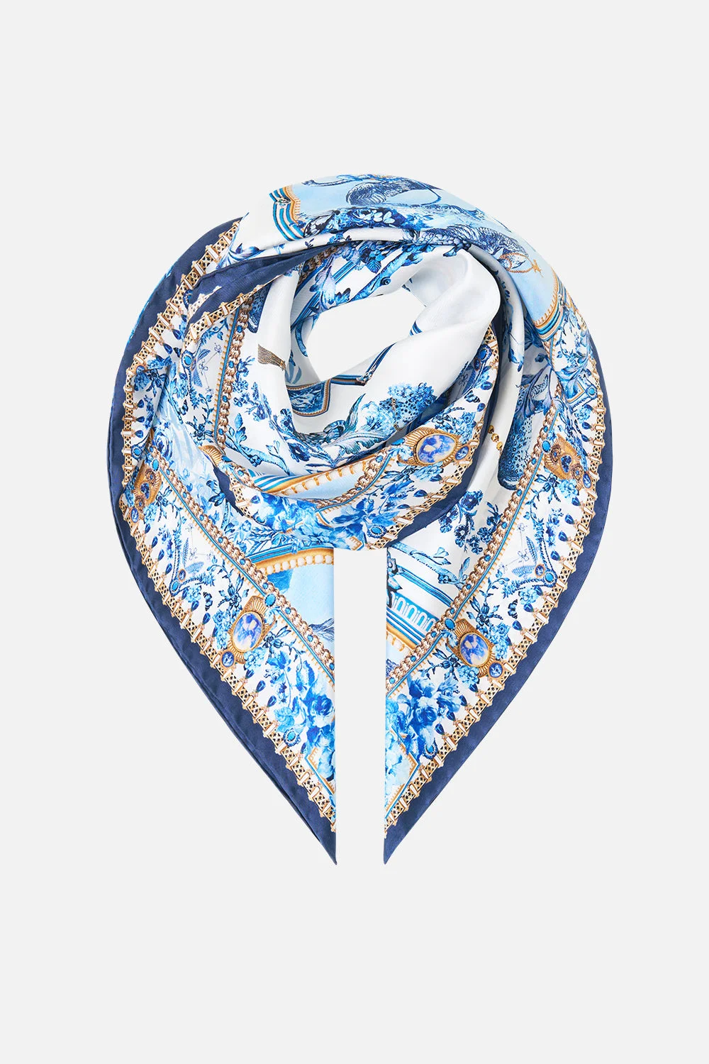 PRINTED SILK TWILL SQUARE SCARF THE PORCELAIN PARLOUR - 1