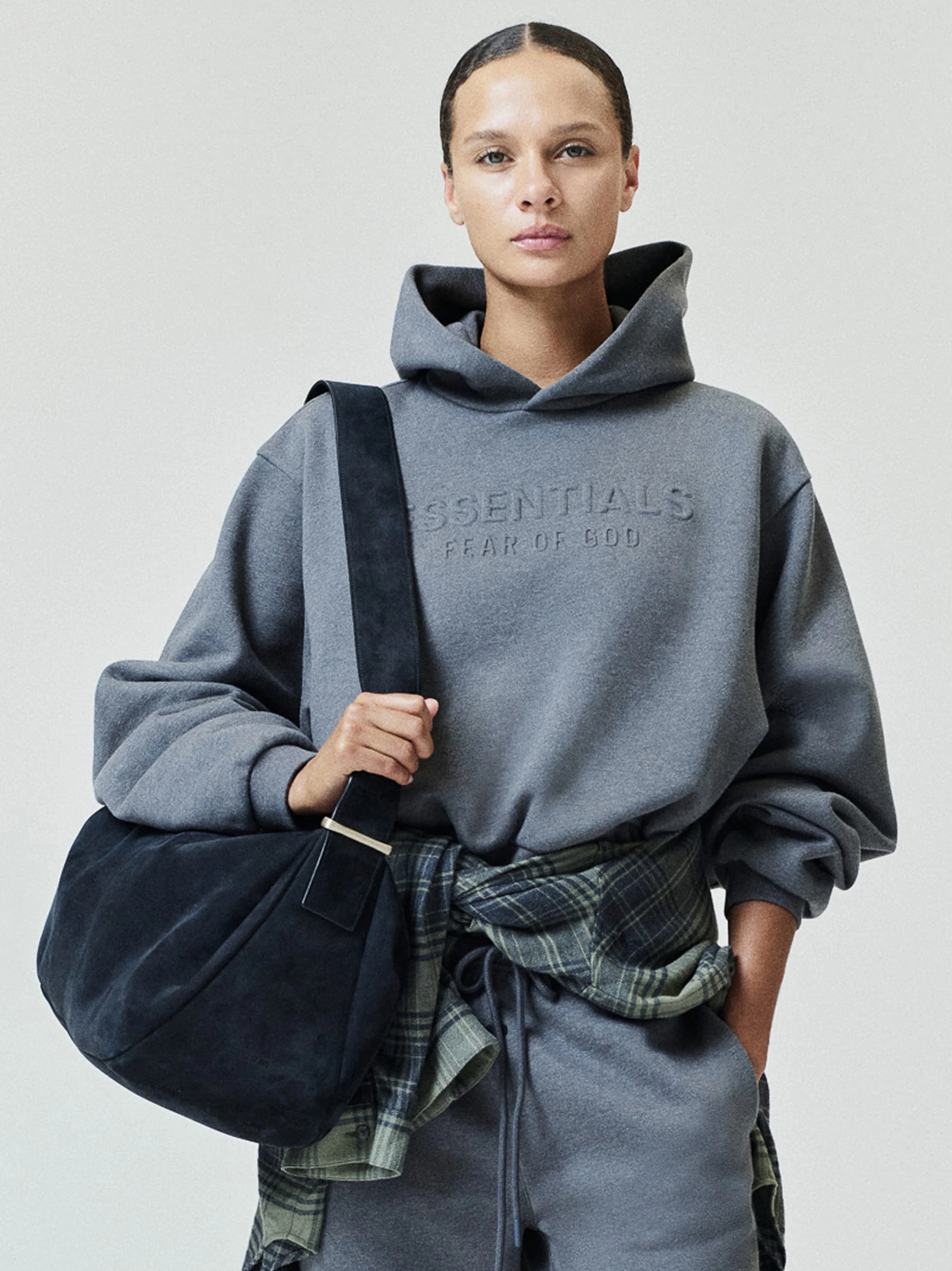 Womens Embossed FW26 Cropped Hoodie - 1