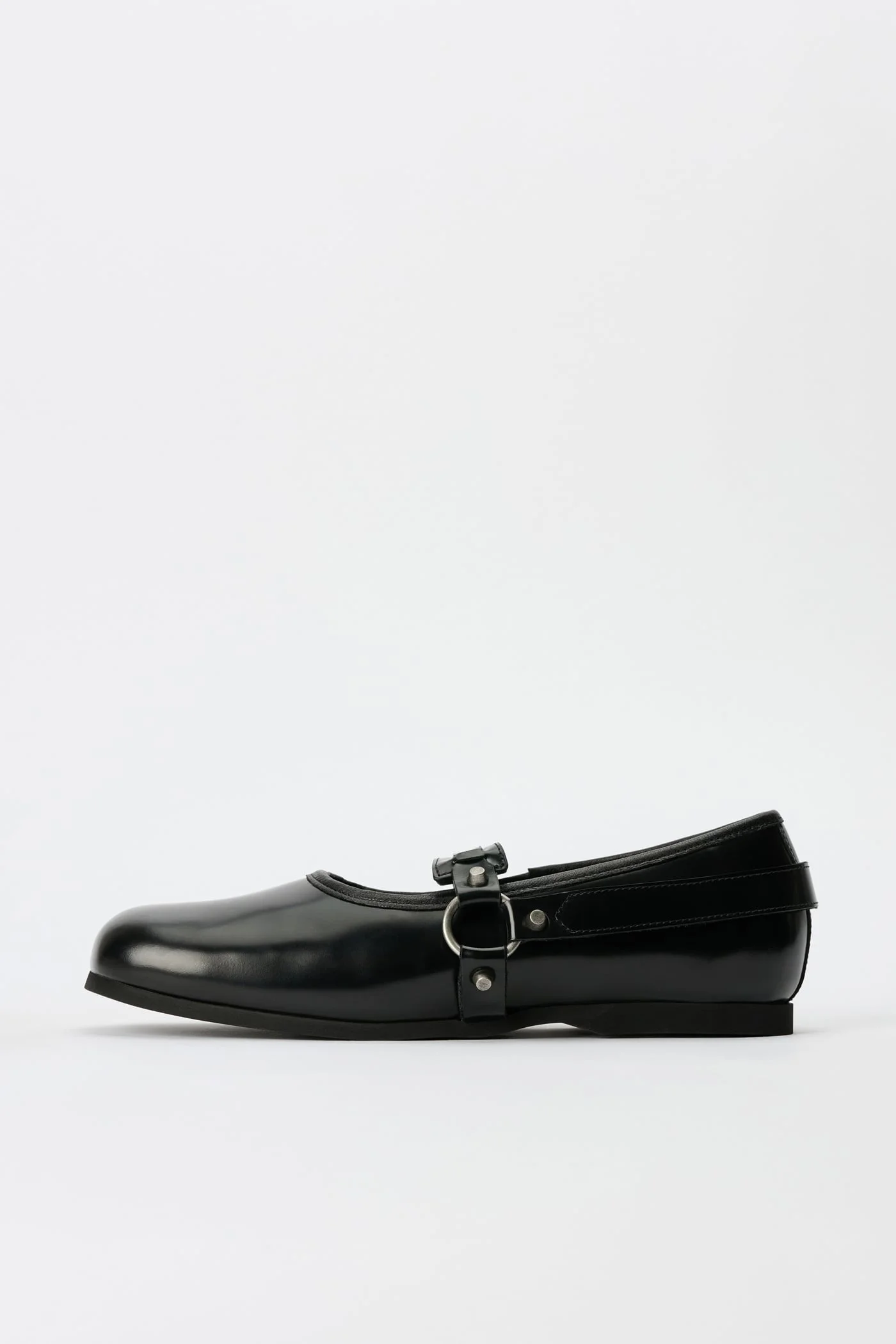 Mary Jane Slip In Glazed Black Leather - 1
