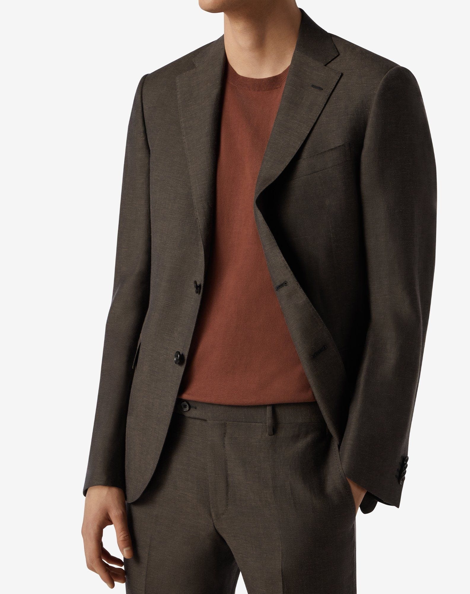 Brown wool and linen suit - 5