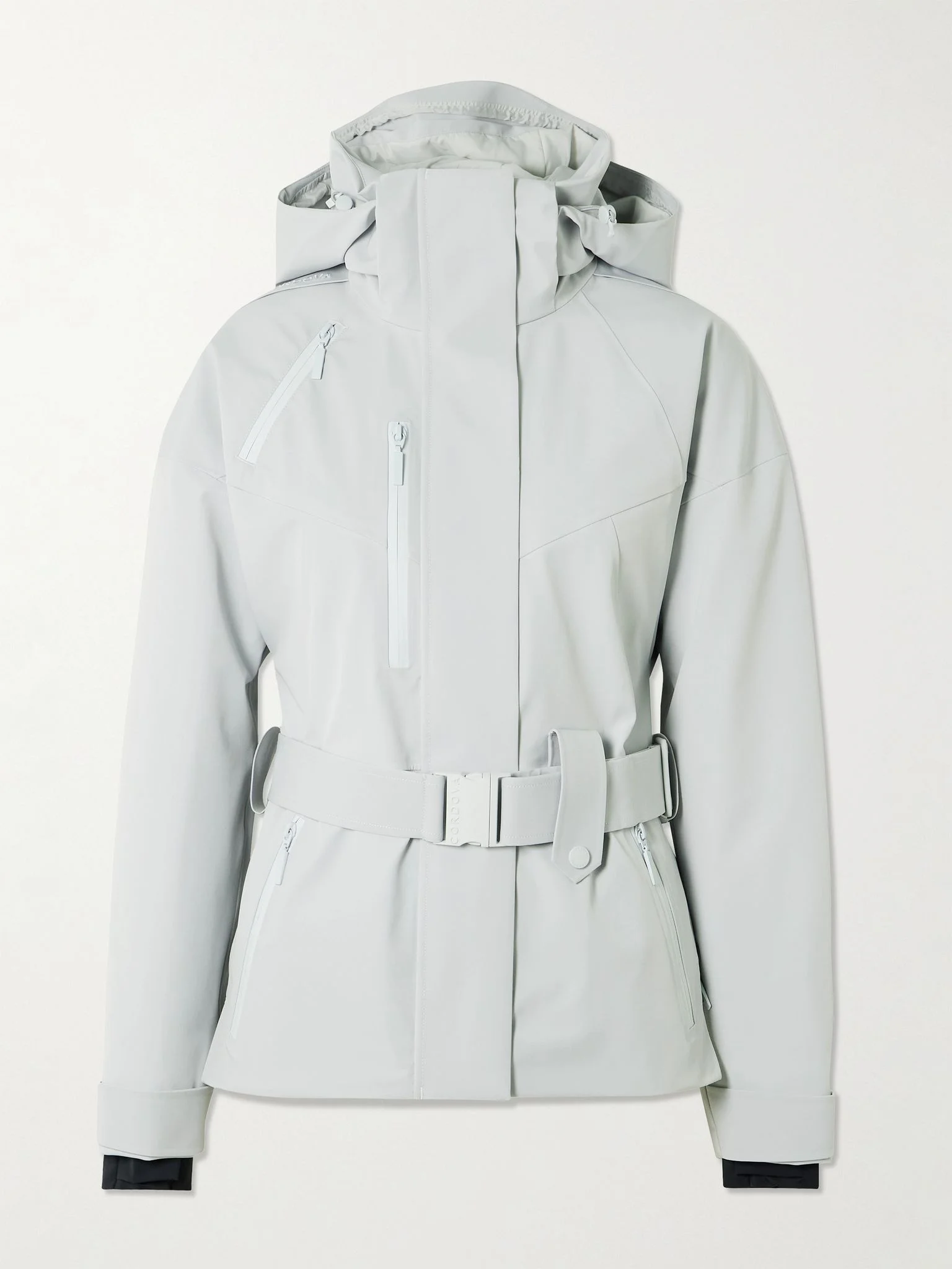 Cascade appliquéd belted stretch hooded ski jacket Light gray - 1