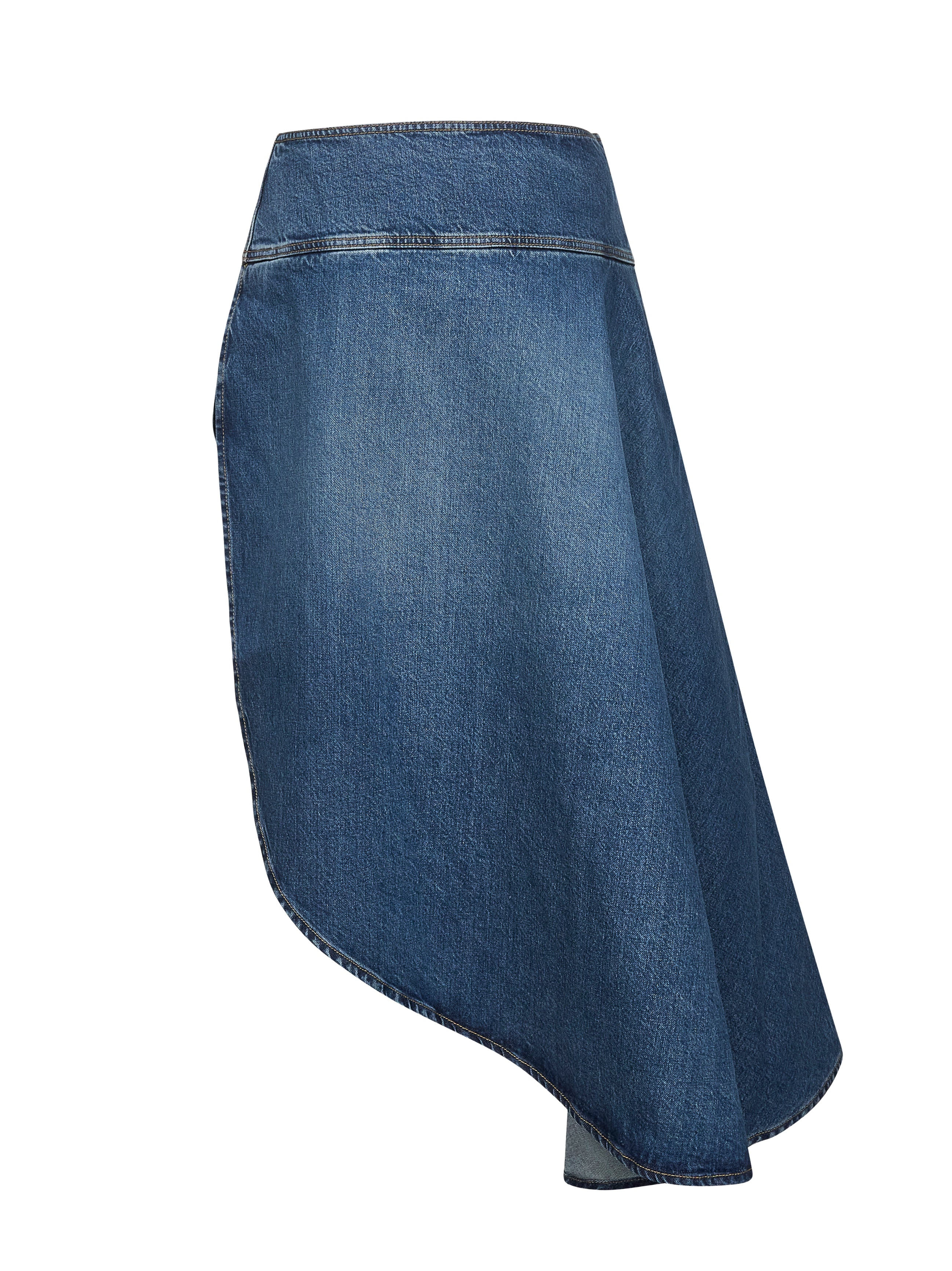 Blue denim asymmetric midi skirt - 2