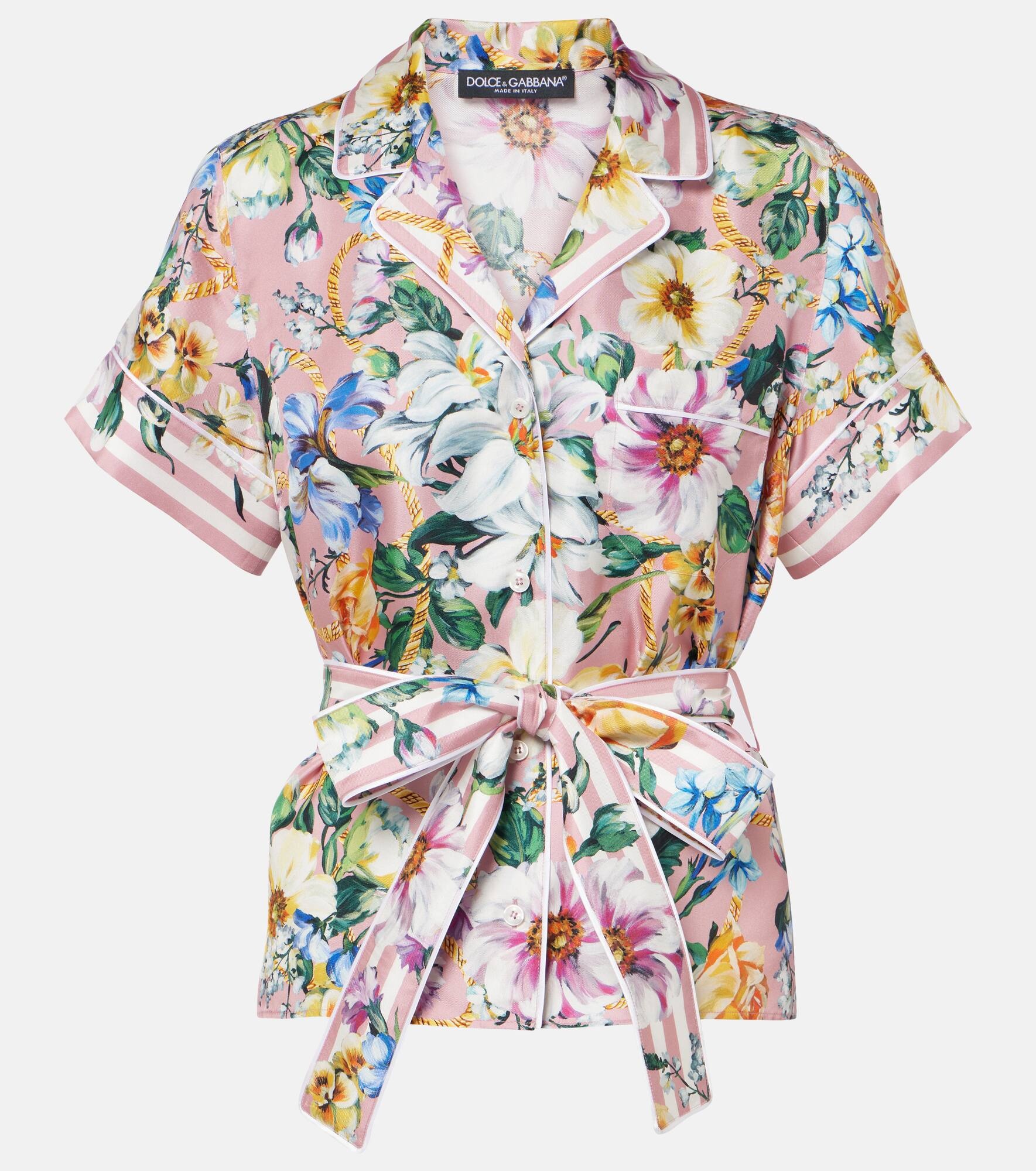 Bow-detail floral silk shirt - 1