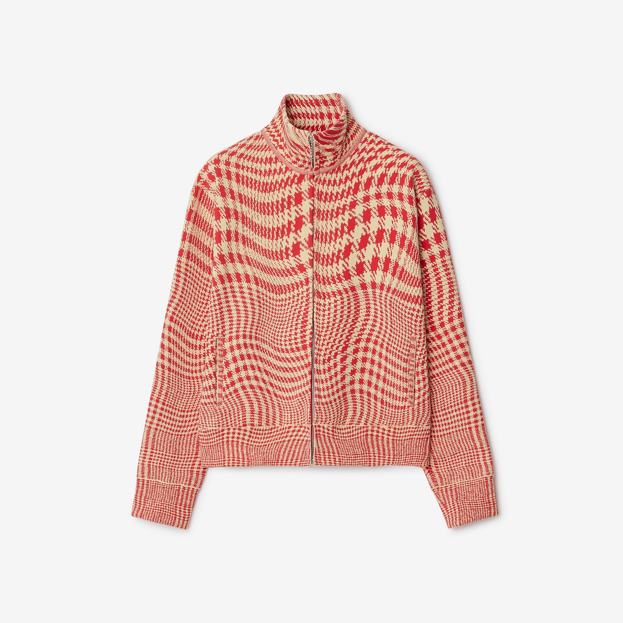 Warped Houndstooth Nylon Blend Track Jacket - 1