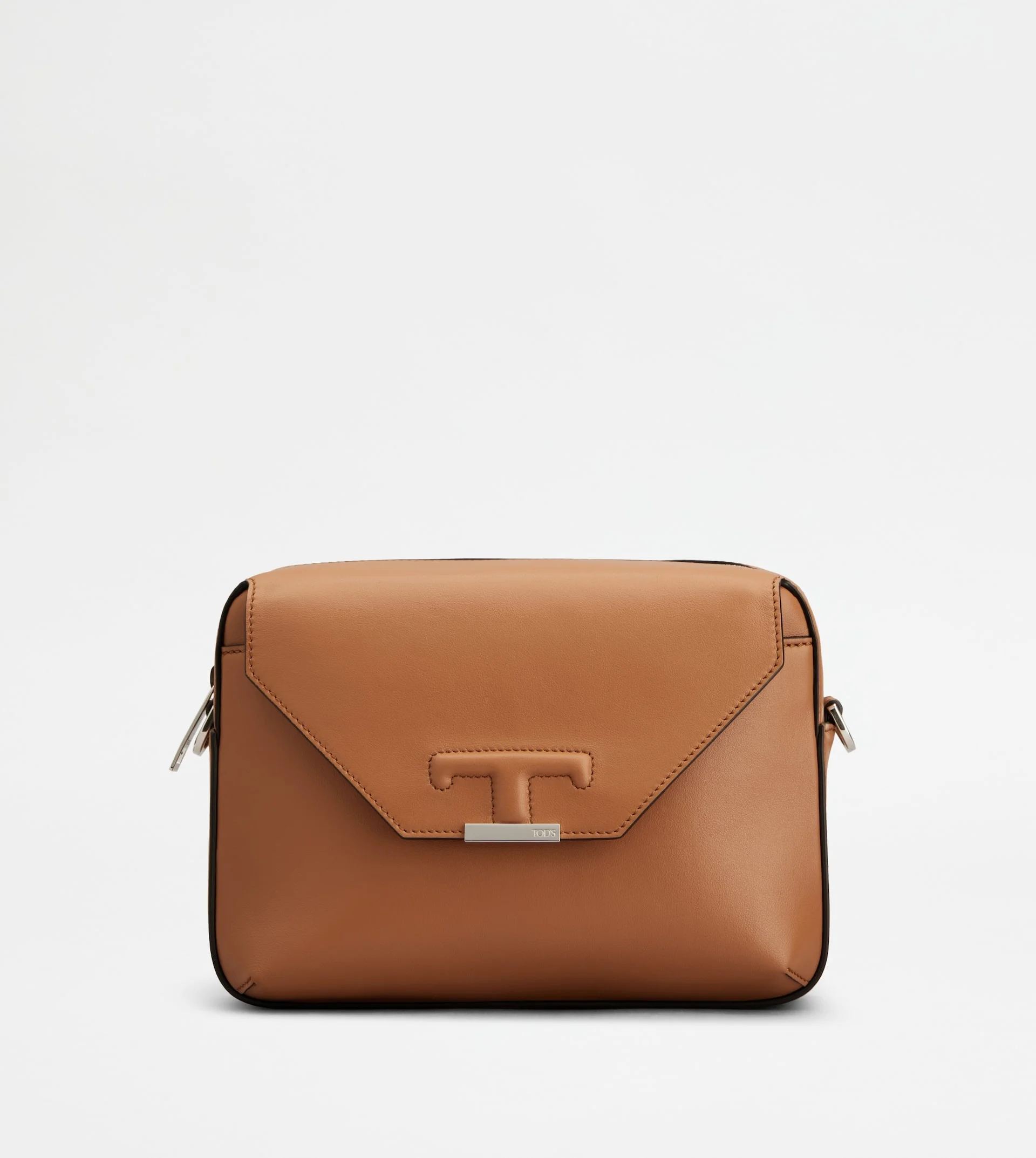 T TIMELESS CROSSBODY BAG IN LEATHER MINI - BROWN - 1