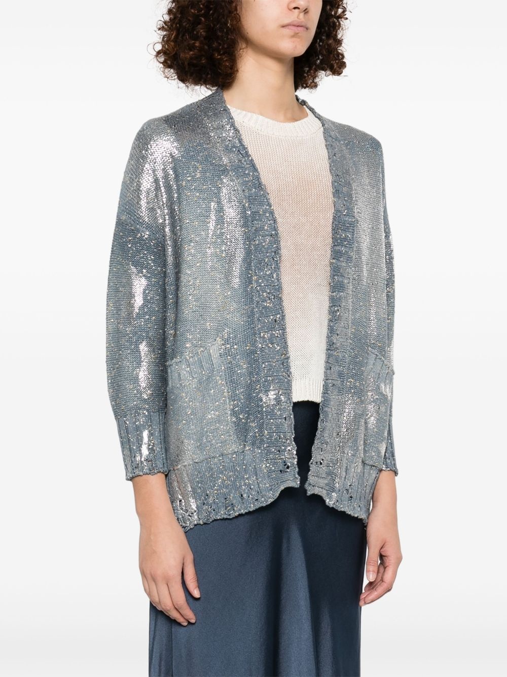 foil-print cardigan - 3