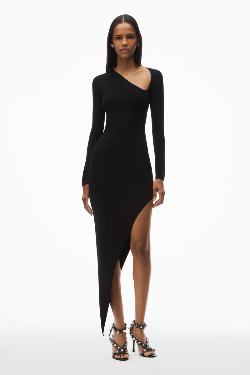 Alexander Wang asymmetric long-sleeve bodycon maxi dress outlook