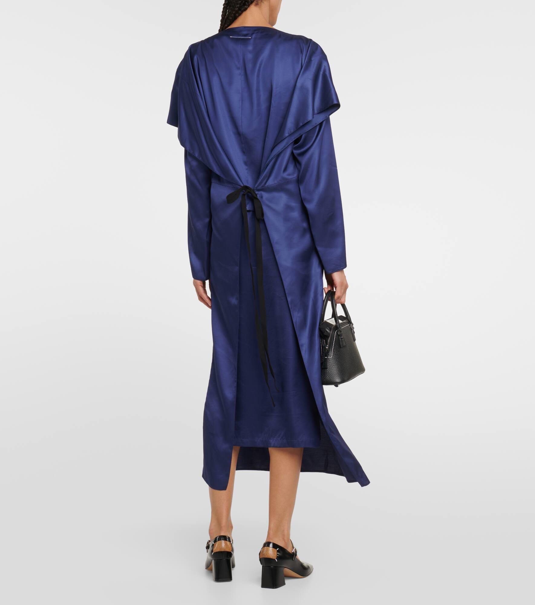 Draped satin midi dress - 3