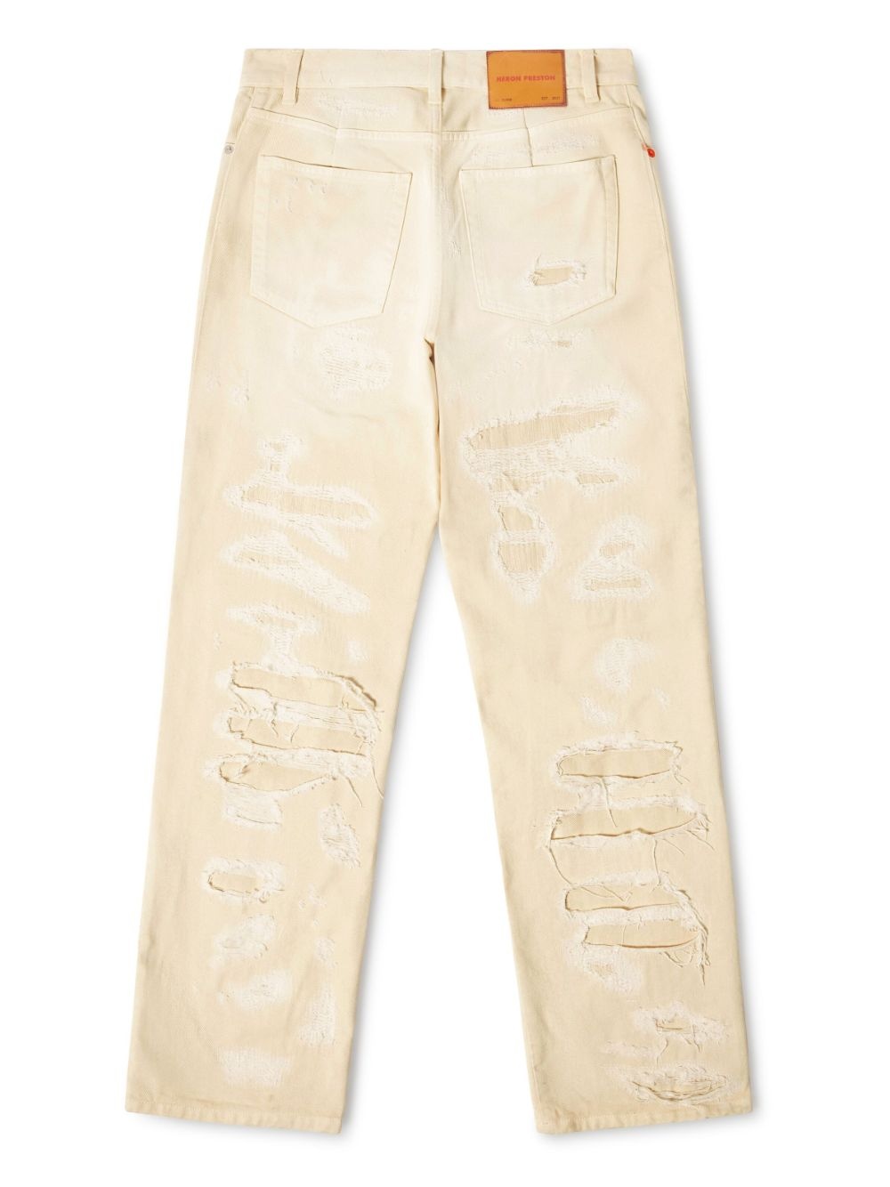 STRAIGHT-LEG DISTRESSED-FINISH JEANS - 4