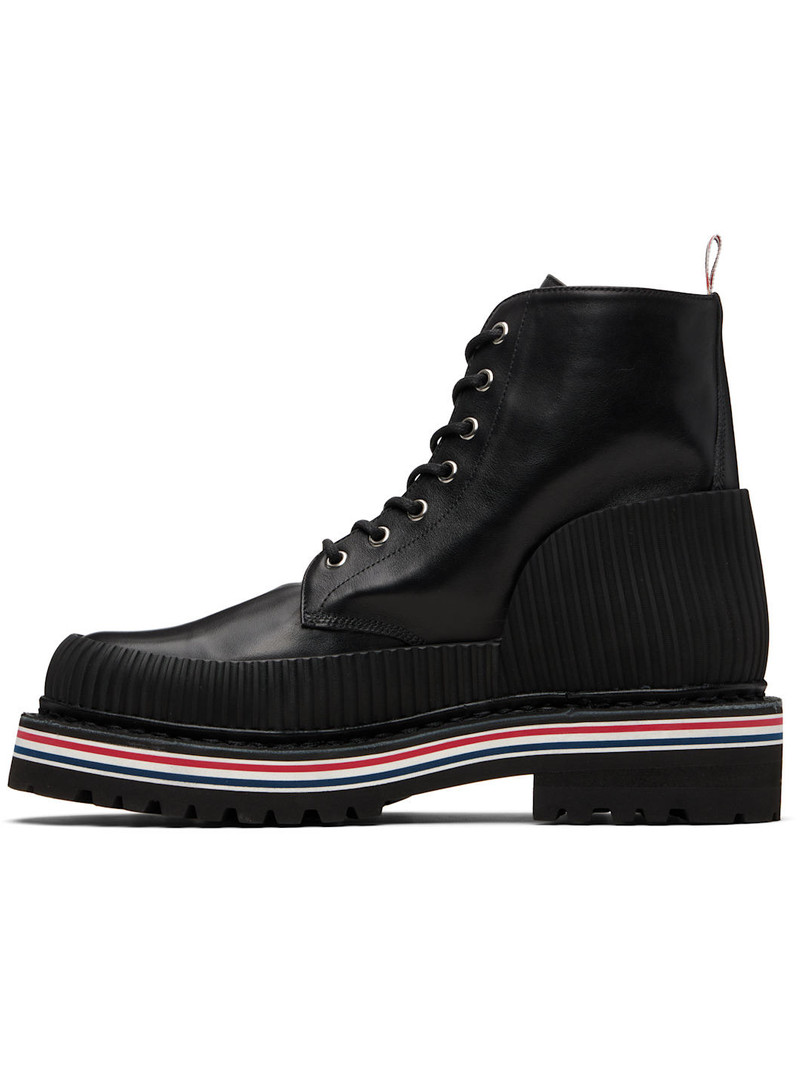 Thom Browne Black Vitello Calf Hiking Sole All Terrain Boots outlook