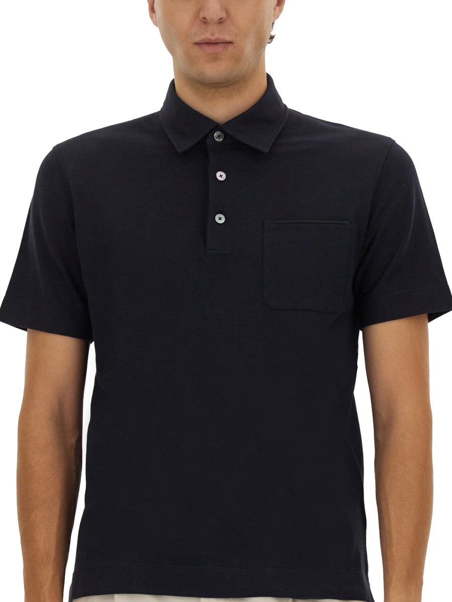 Zegna Men Cotton Polo Shirt With Pocket - 4