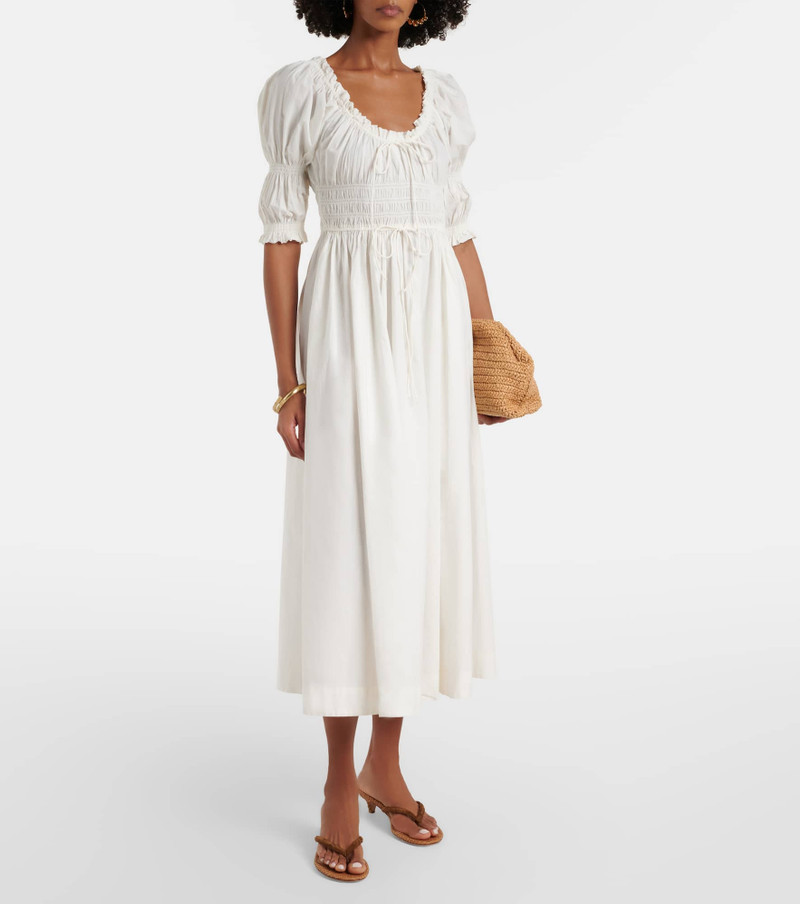 DÔEN Shirred cotton midi dress outlook