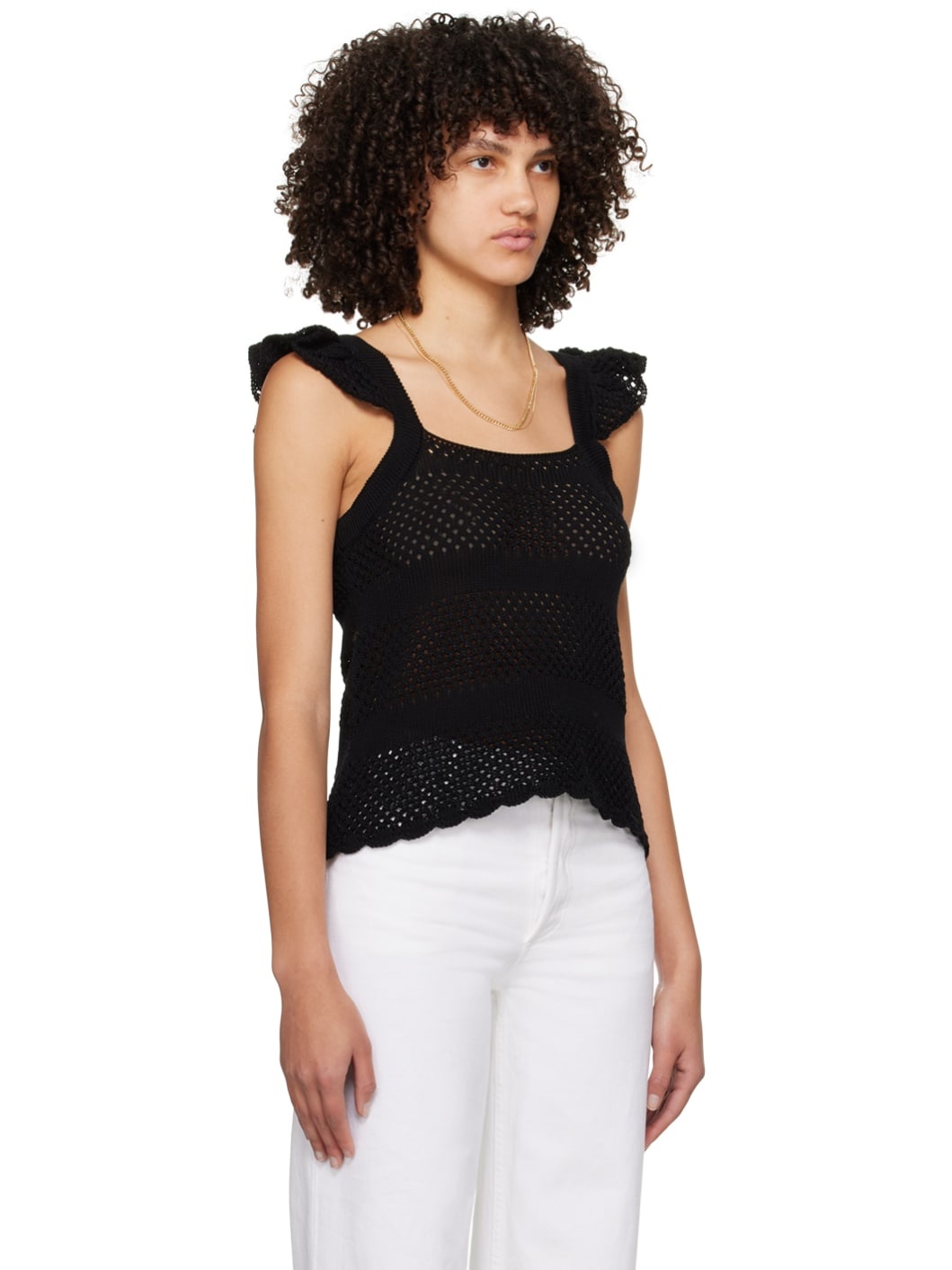 Black Crocheted Tank Top - 2