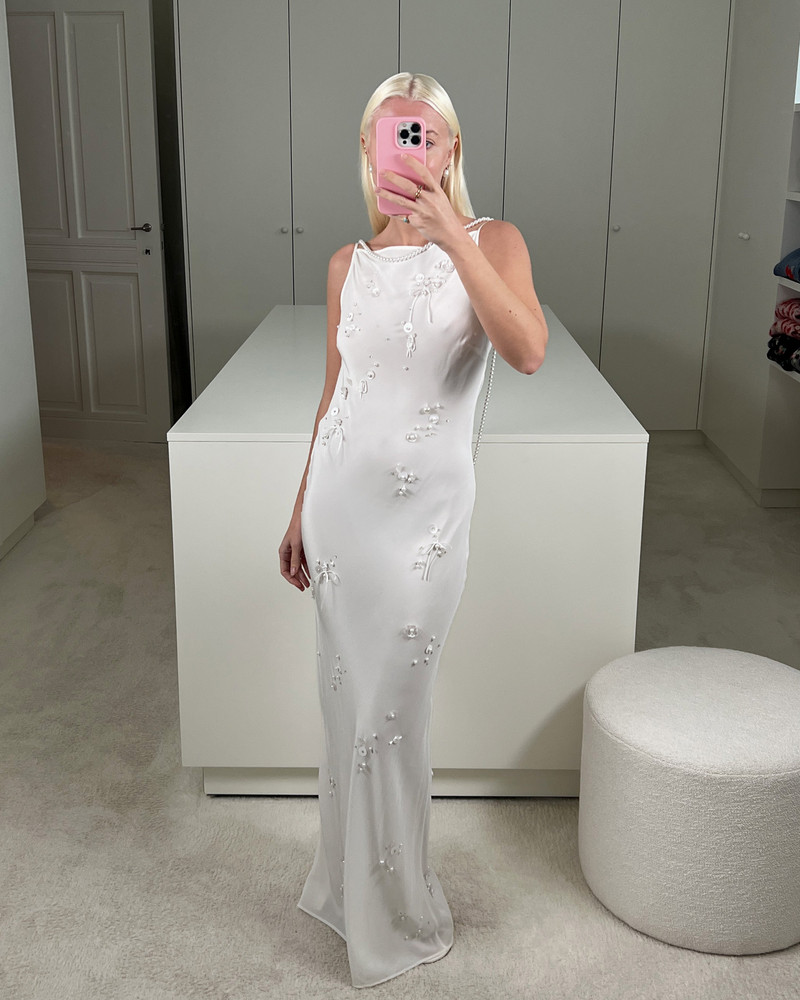 BERNADETTE Slip Dress Pearl Embroidered outlook