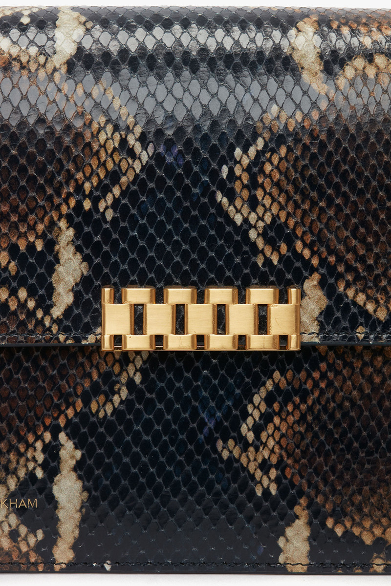 Victoria Beckham Chain Shoulder Bag In Navy-Brown Leather outlook