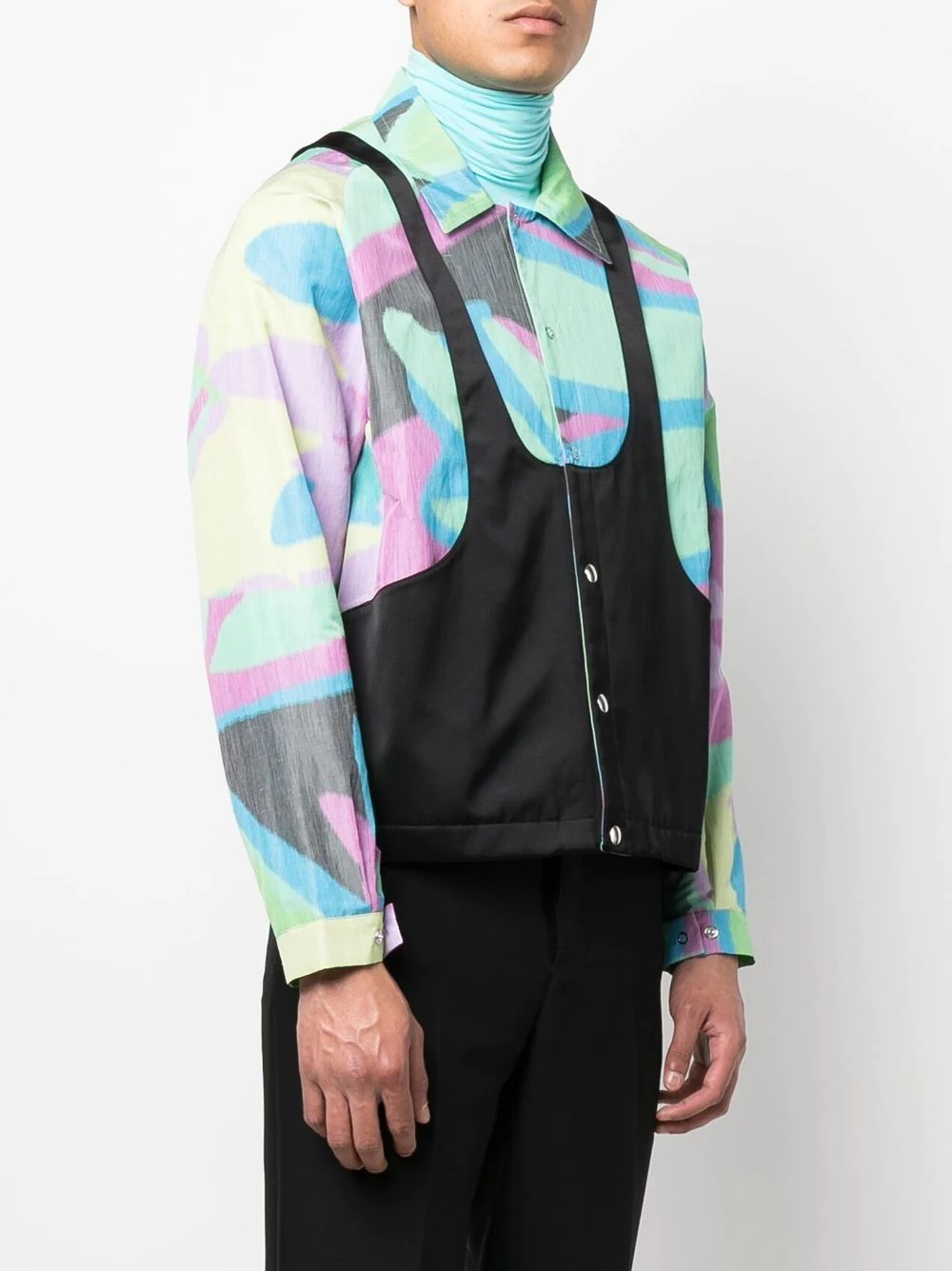 abstract-print panelled windbreaker - 3