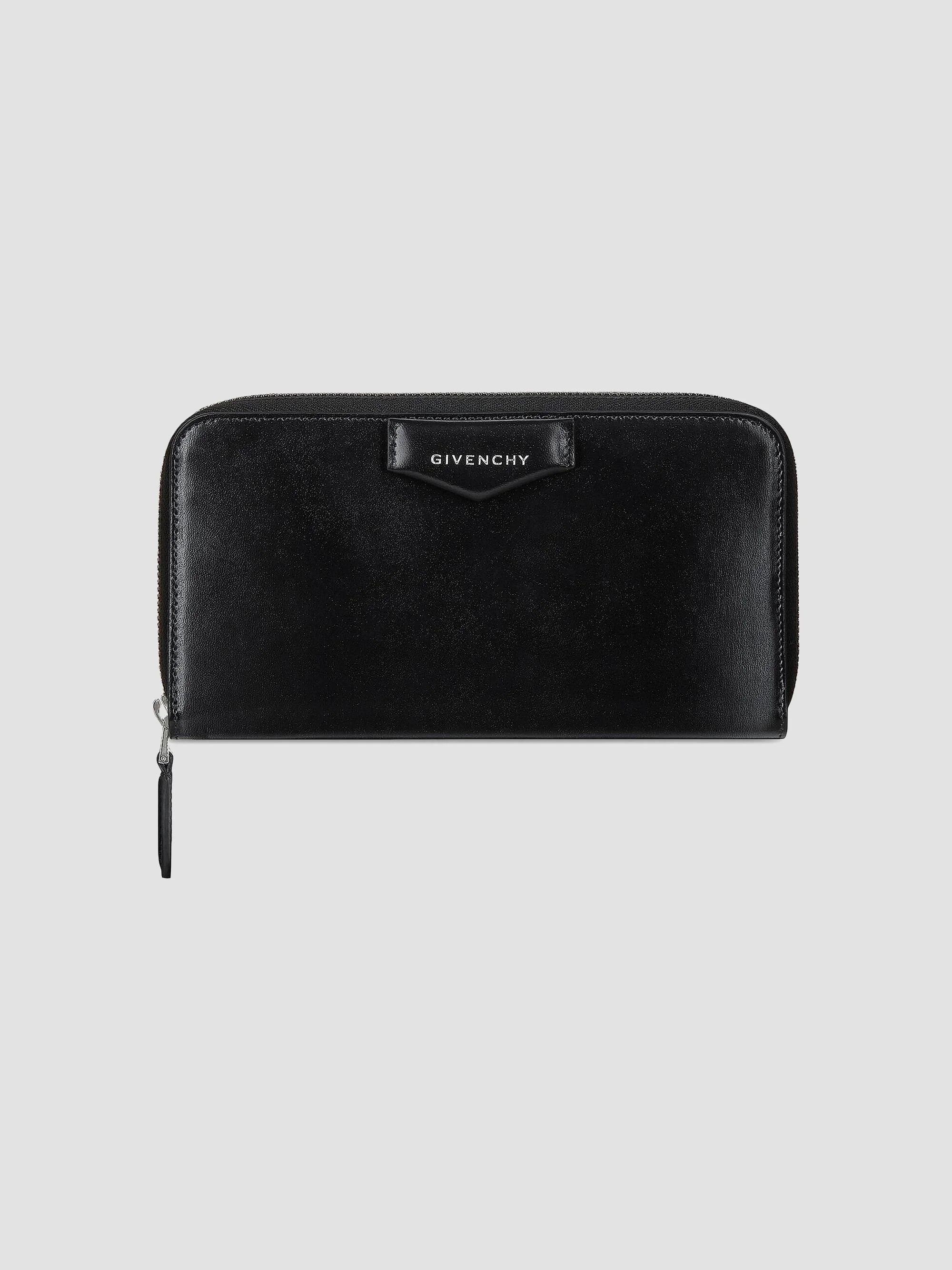 Women's Antigona Zipped Wallet in Box Leather - Black - 1