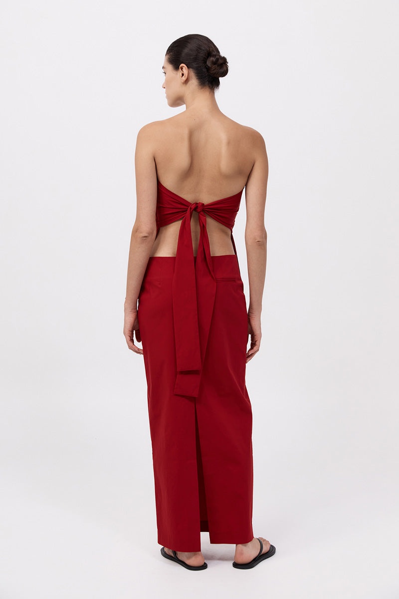 Strapless Tie Back Top - Rosso - 3