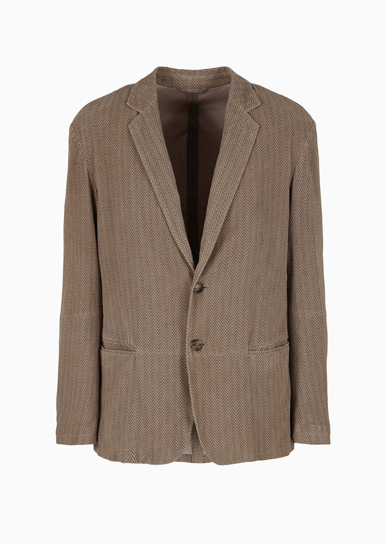 Single-breasted suede jacket with a chevron print - 1