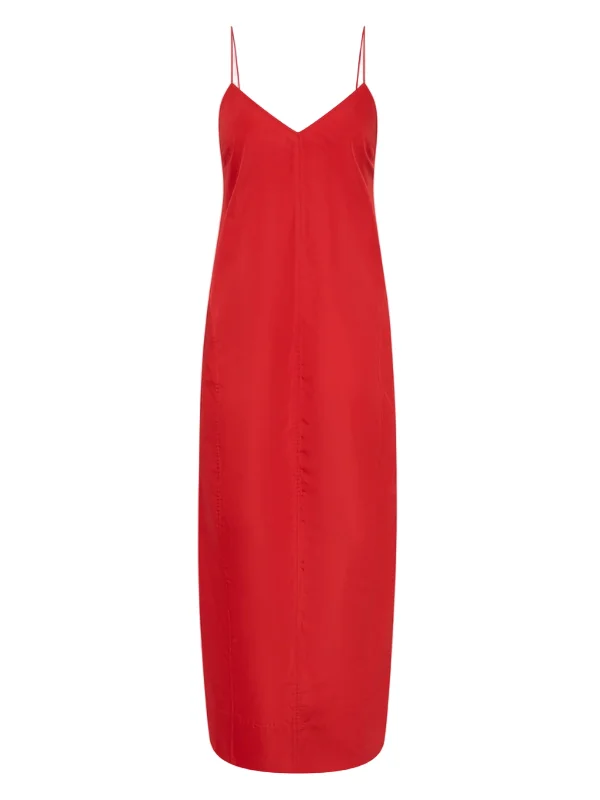 Paper Taffeta Cocoon Dress in Red - 1