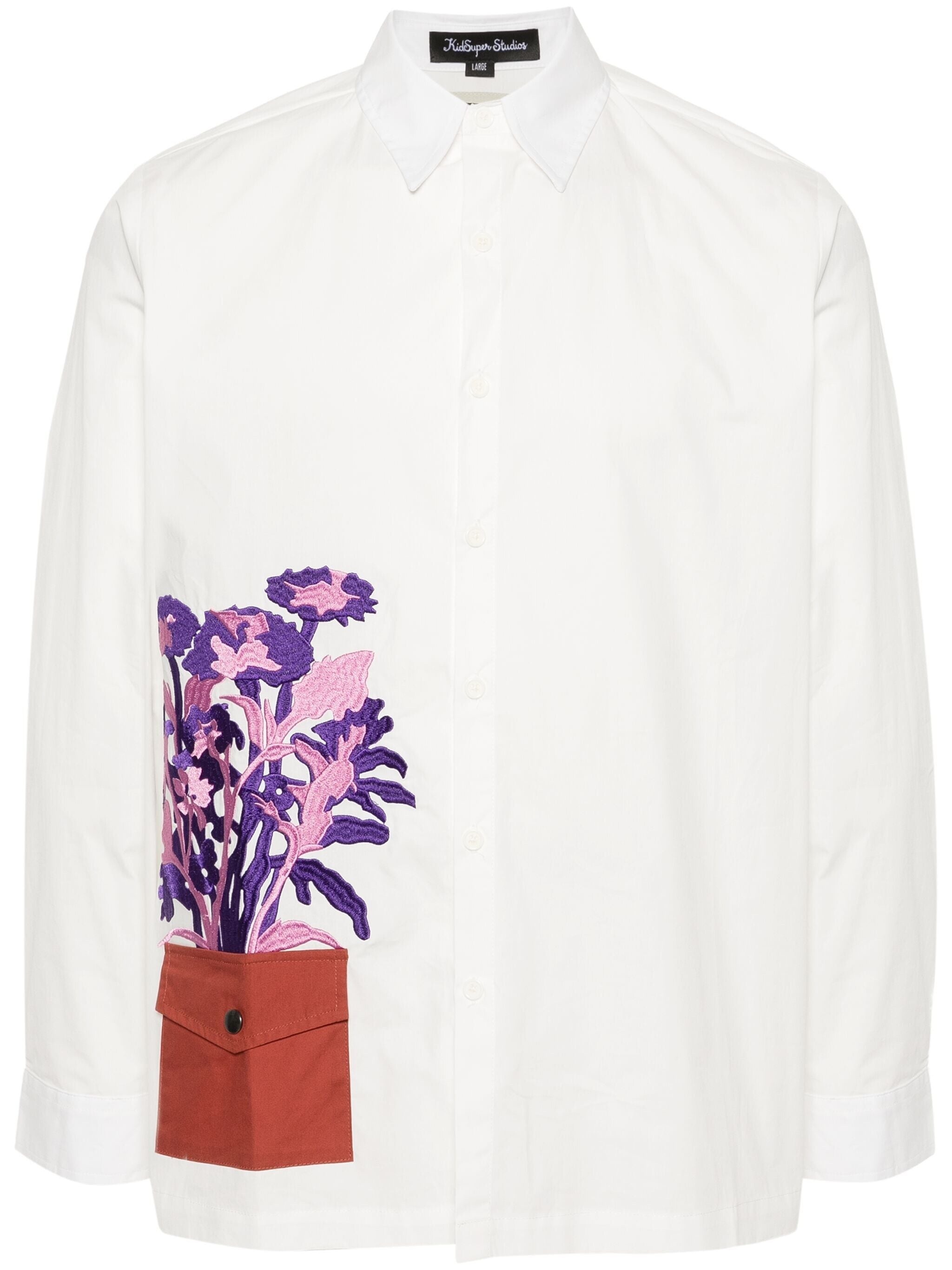 floral-vase embroidered shirt - 1