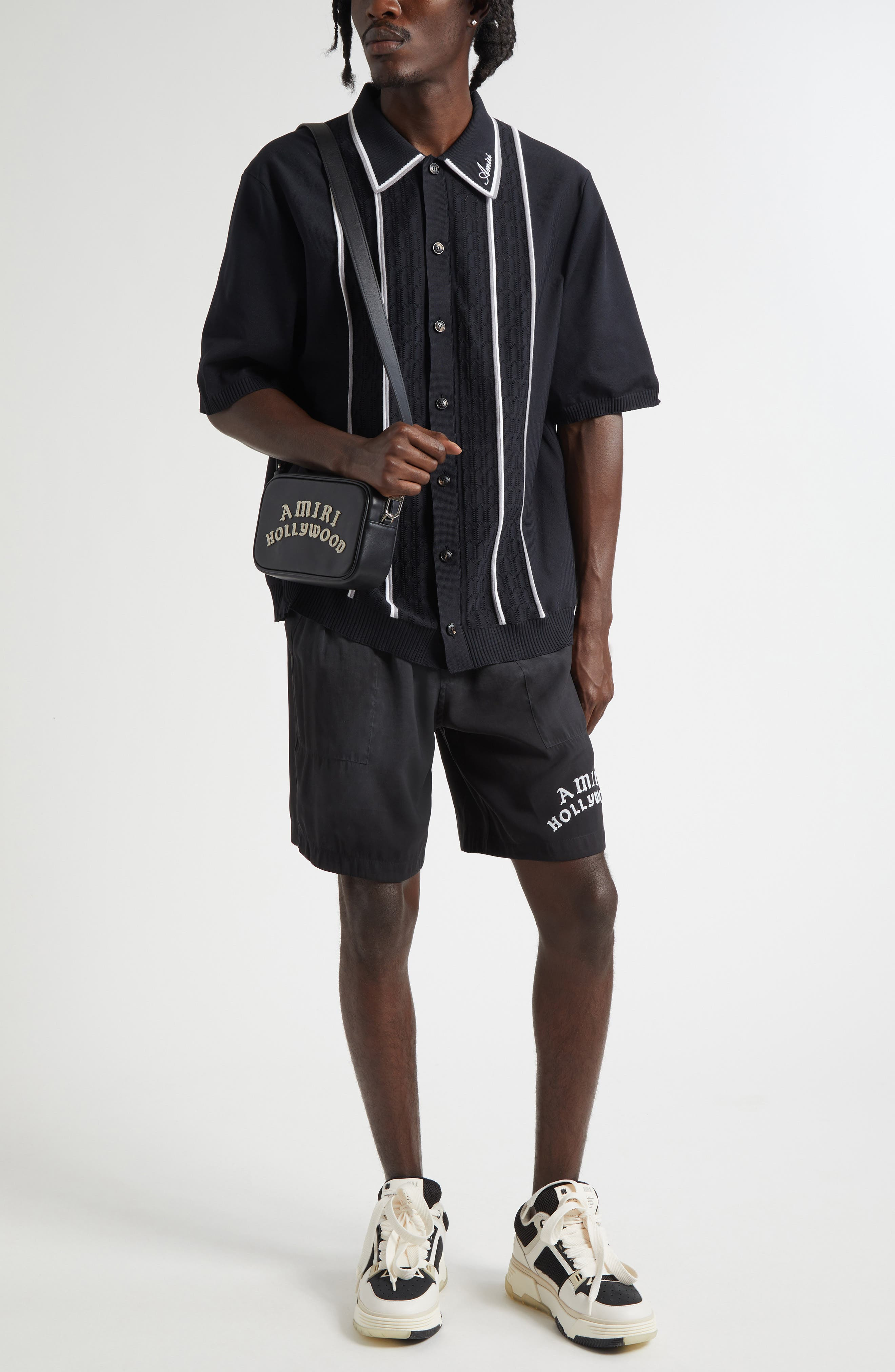 AMIRI Script Knit Button-Up Shirt in Black at Nordstrom - 2