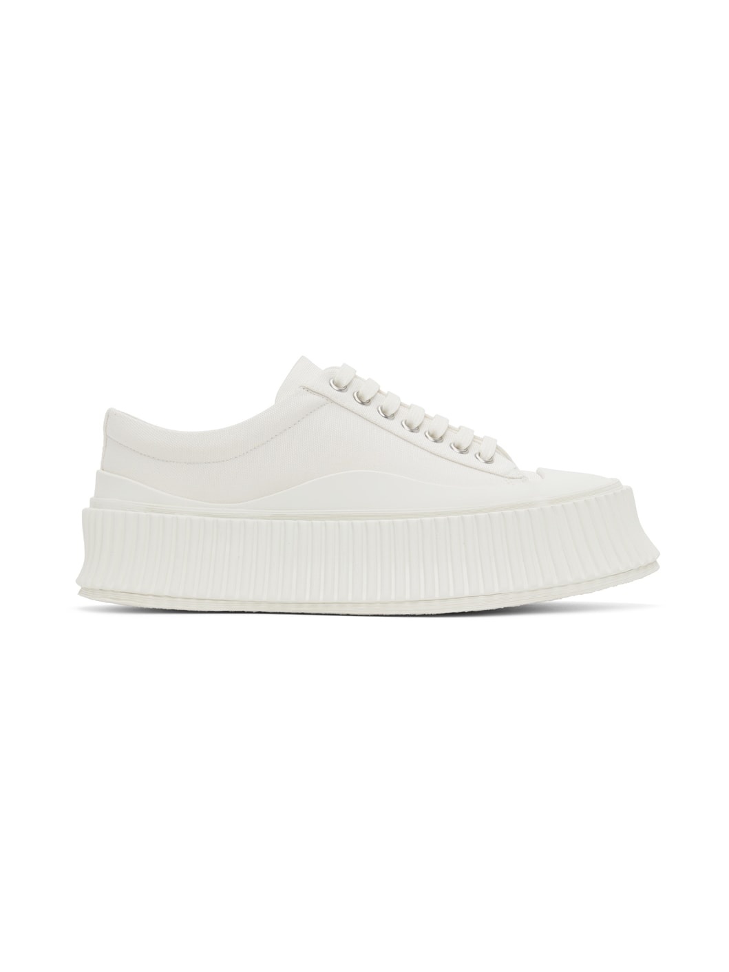 White Canvas Platform Sneakers - 1