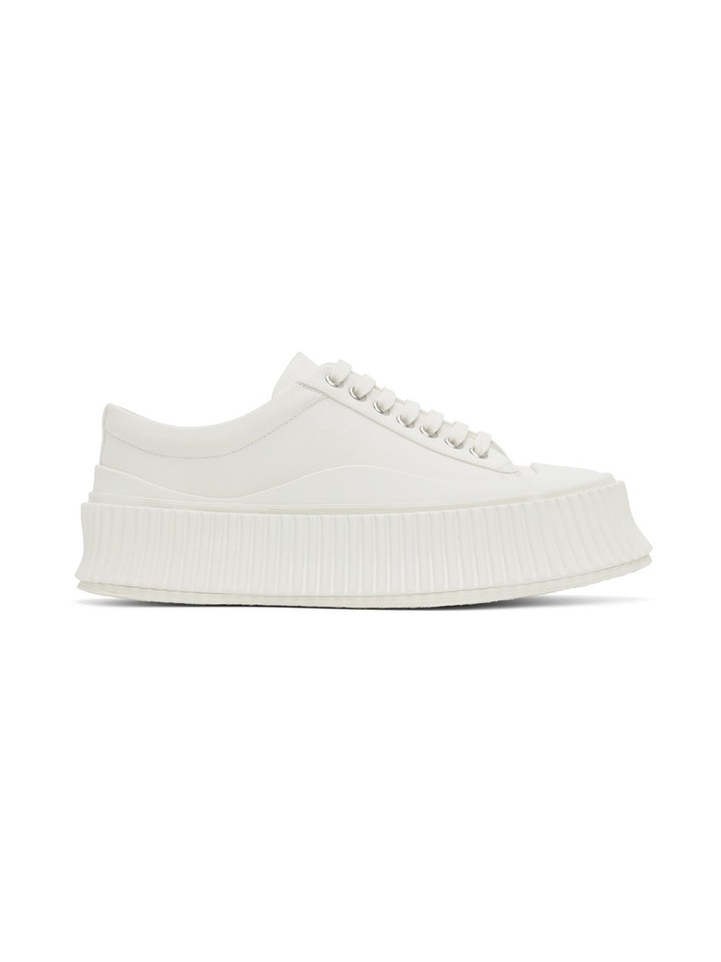White Canvas Platform Sneakers 1