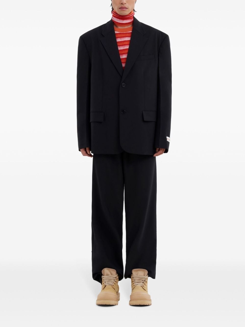 logo-appliquÃ© single-breasted blazer - 2