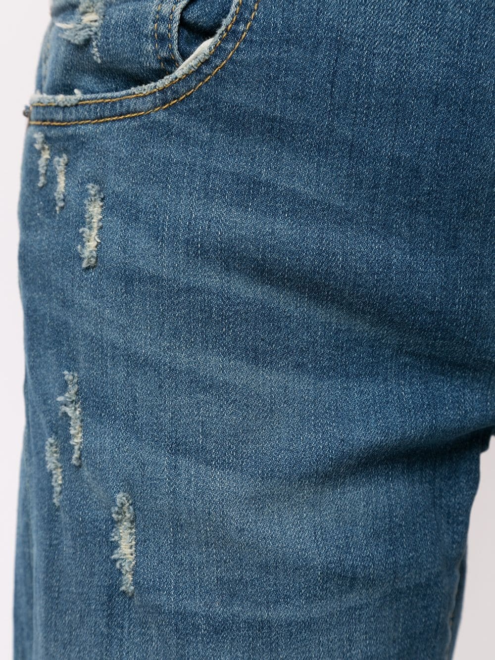 straight cut distressed jeans - 5