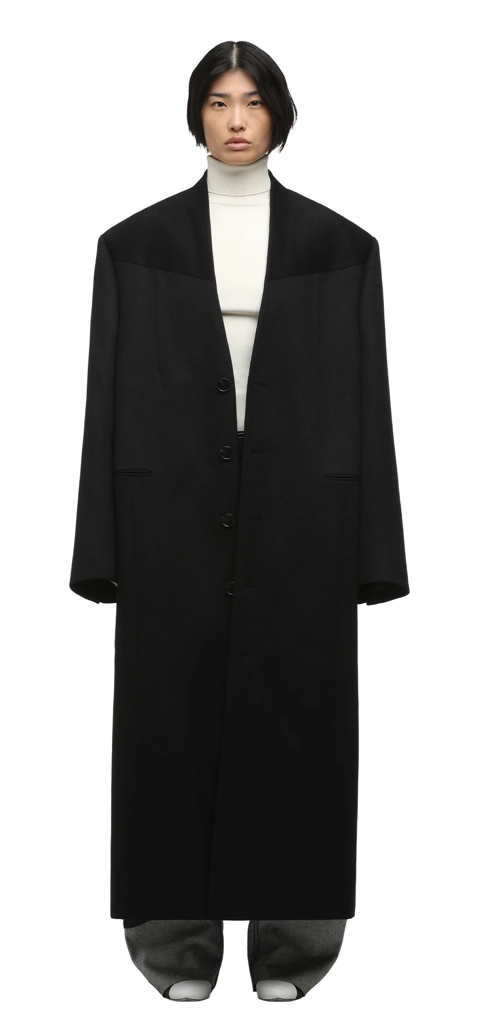 MUTE COAT BLACK WOOL - 3