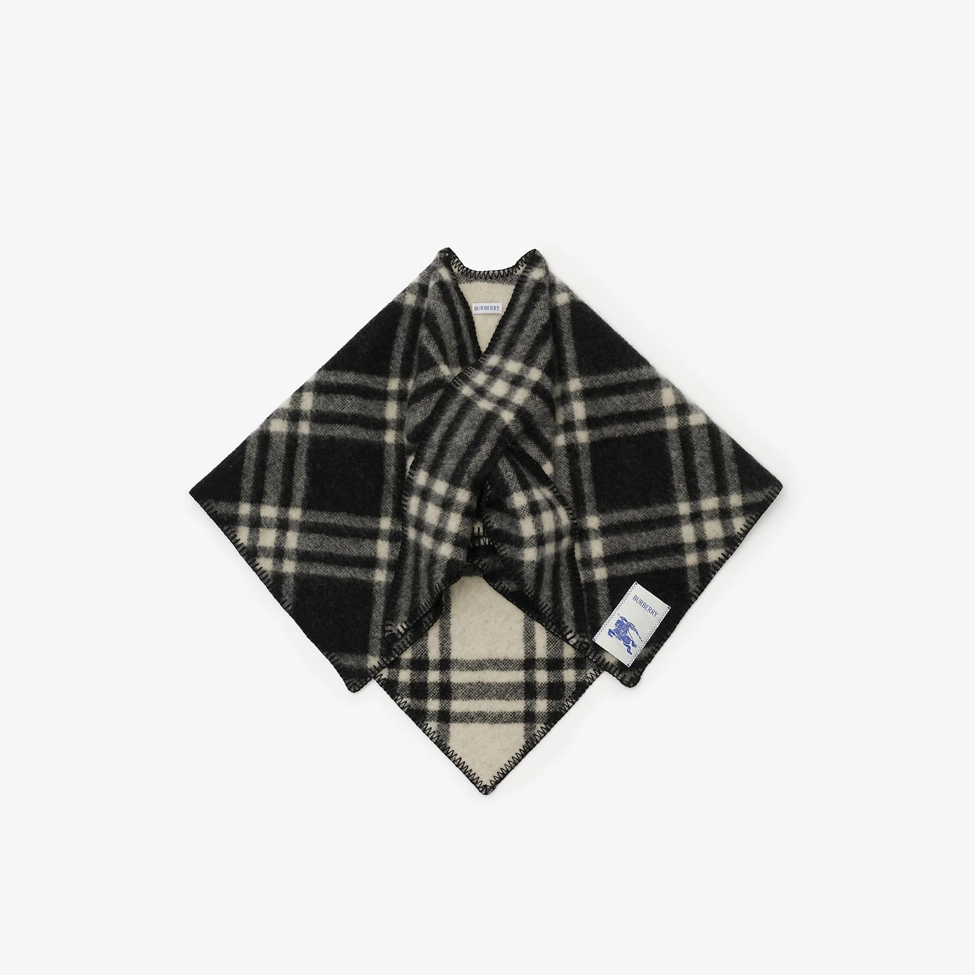 Check Wool Scarf Capelet - 1