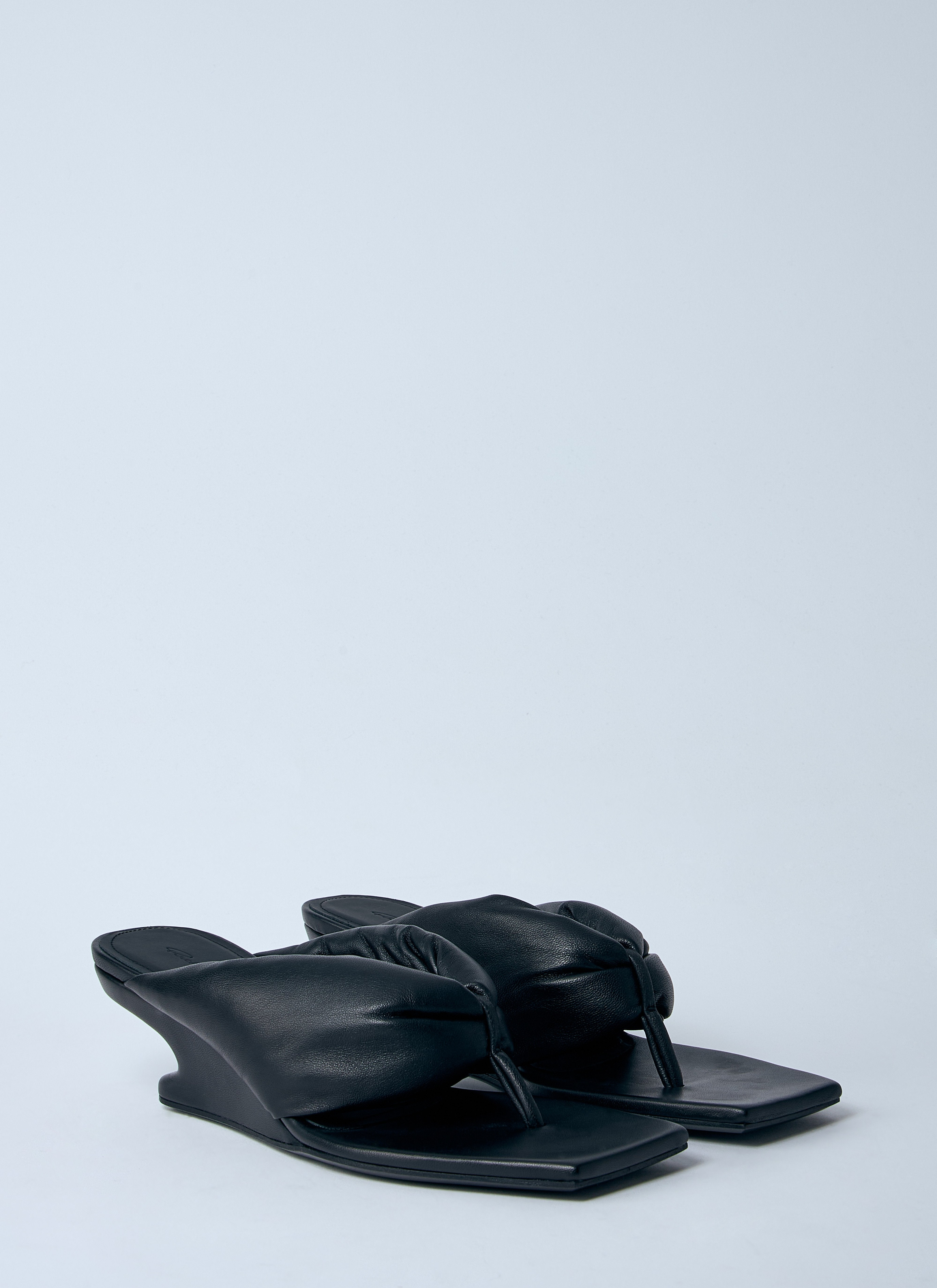 Rick Owens Women Leather Thong Wedge Sandals - 2