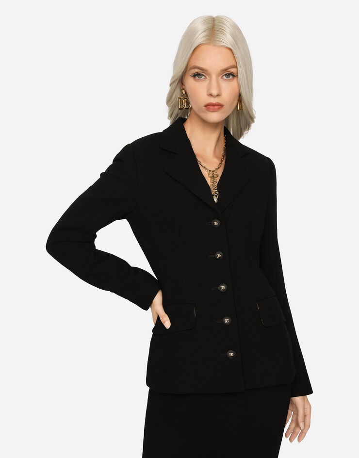 Single-breasted wool crepe Dolce jacket with DG buttons - 3