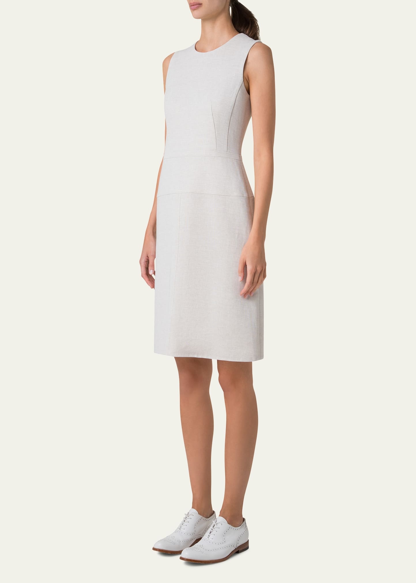 Sleeveless Paneled Double-Face Linen Dress - 4