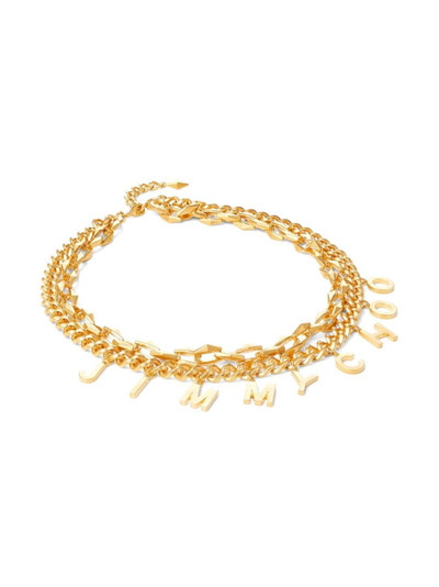 JIMMY CHOO logo-lettering chain necklace outlook