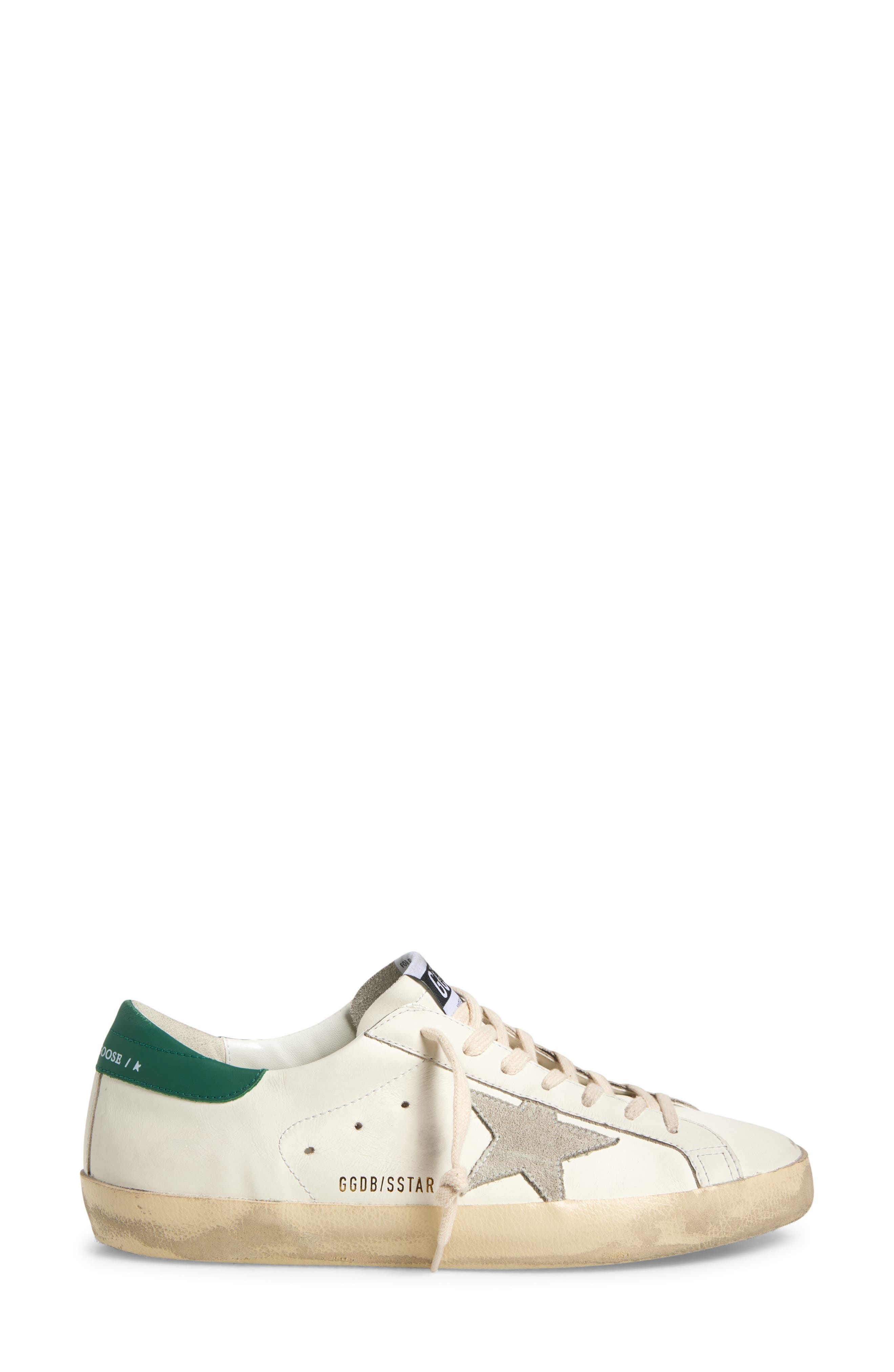 Golden Goose Super-Star Low Top Sneaker in White/Ice/Green at Nordstrom - 3