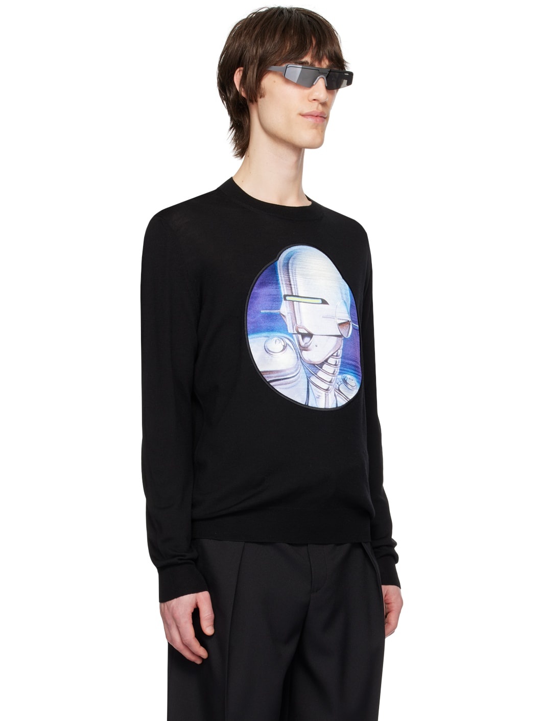 Black Embroidered Sweater - 2