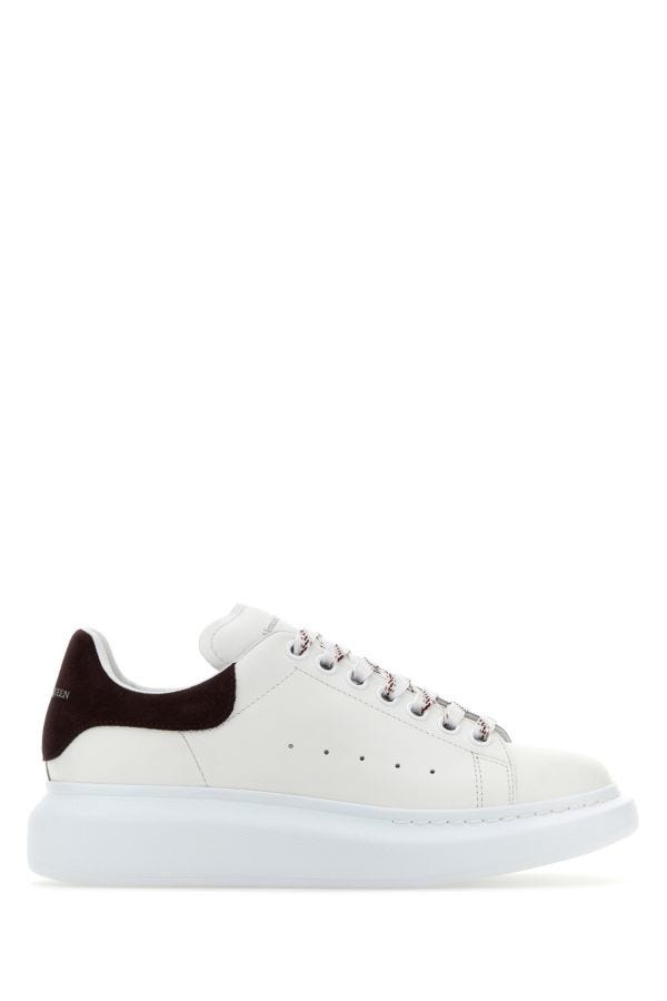 White leather sneakers with brown suede heel - 1
