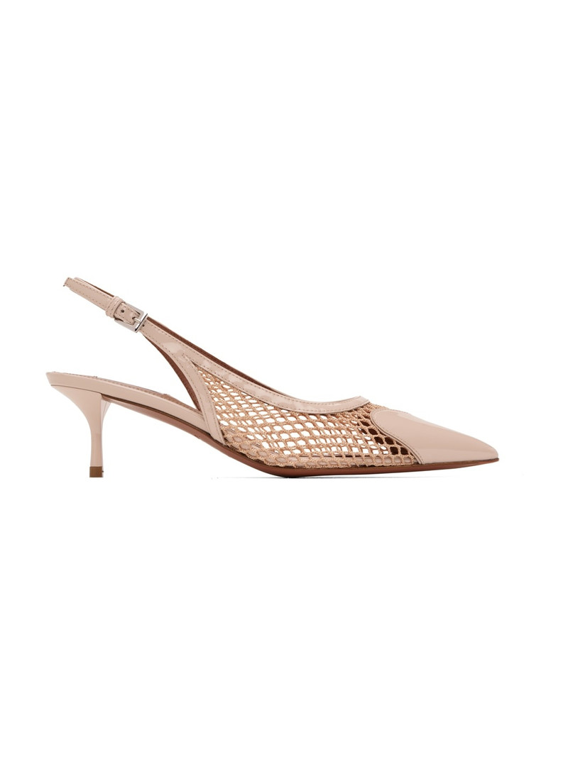 Beige Heart Slingback Heels 1