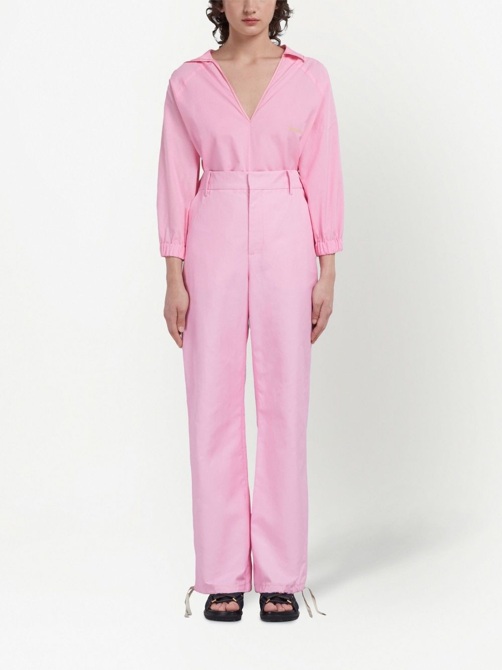 embroidered-logo straight-leg trousers - 3