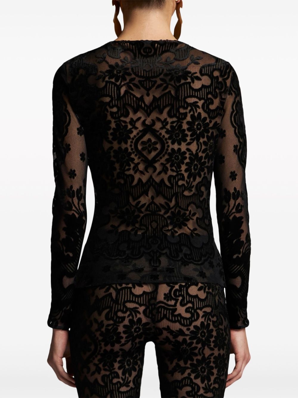 tulle and jacquard velvet top - 4
