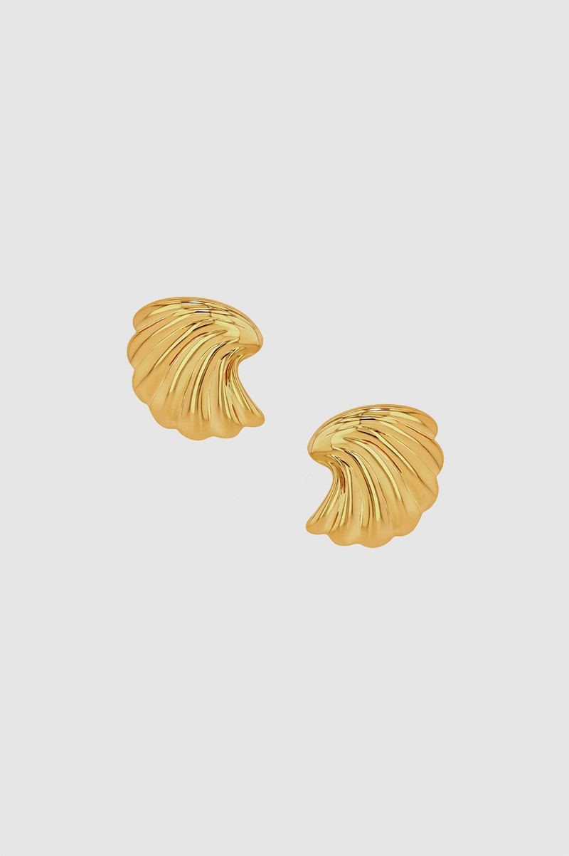 Curved Shell Earrings - Gold 1