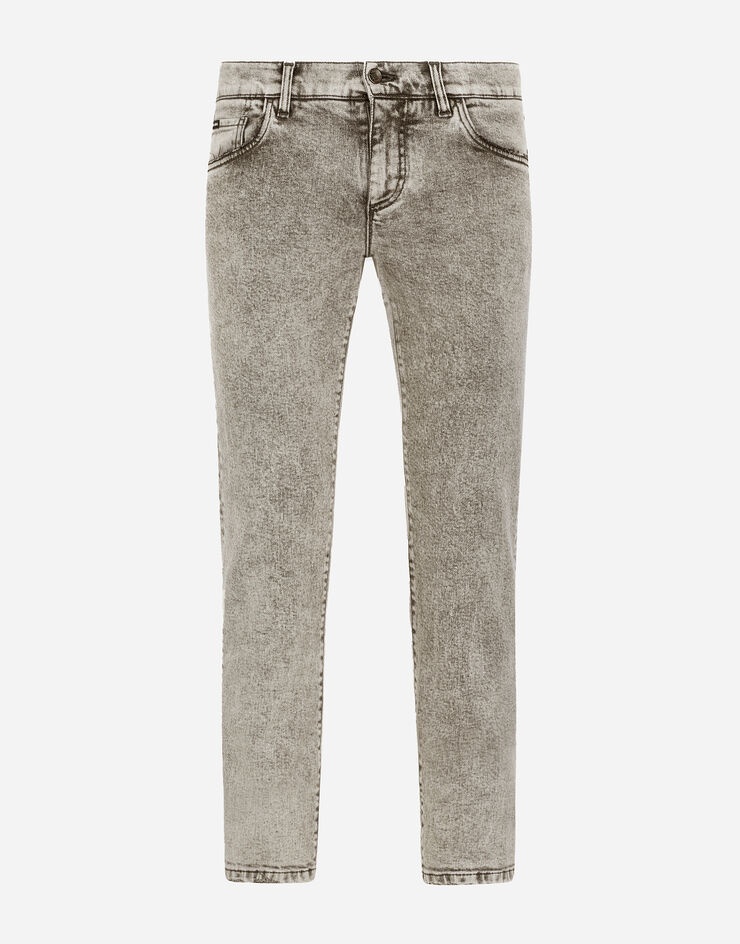 Light gray wash skinny stretch jeans - 1