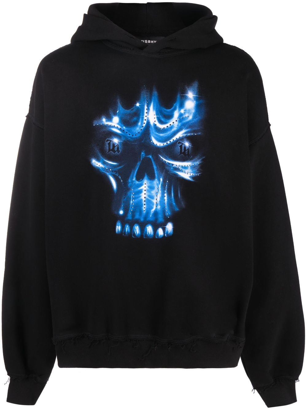 skull print drawstring hoodie - 1