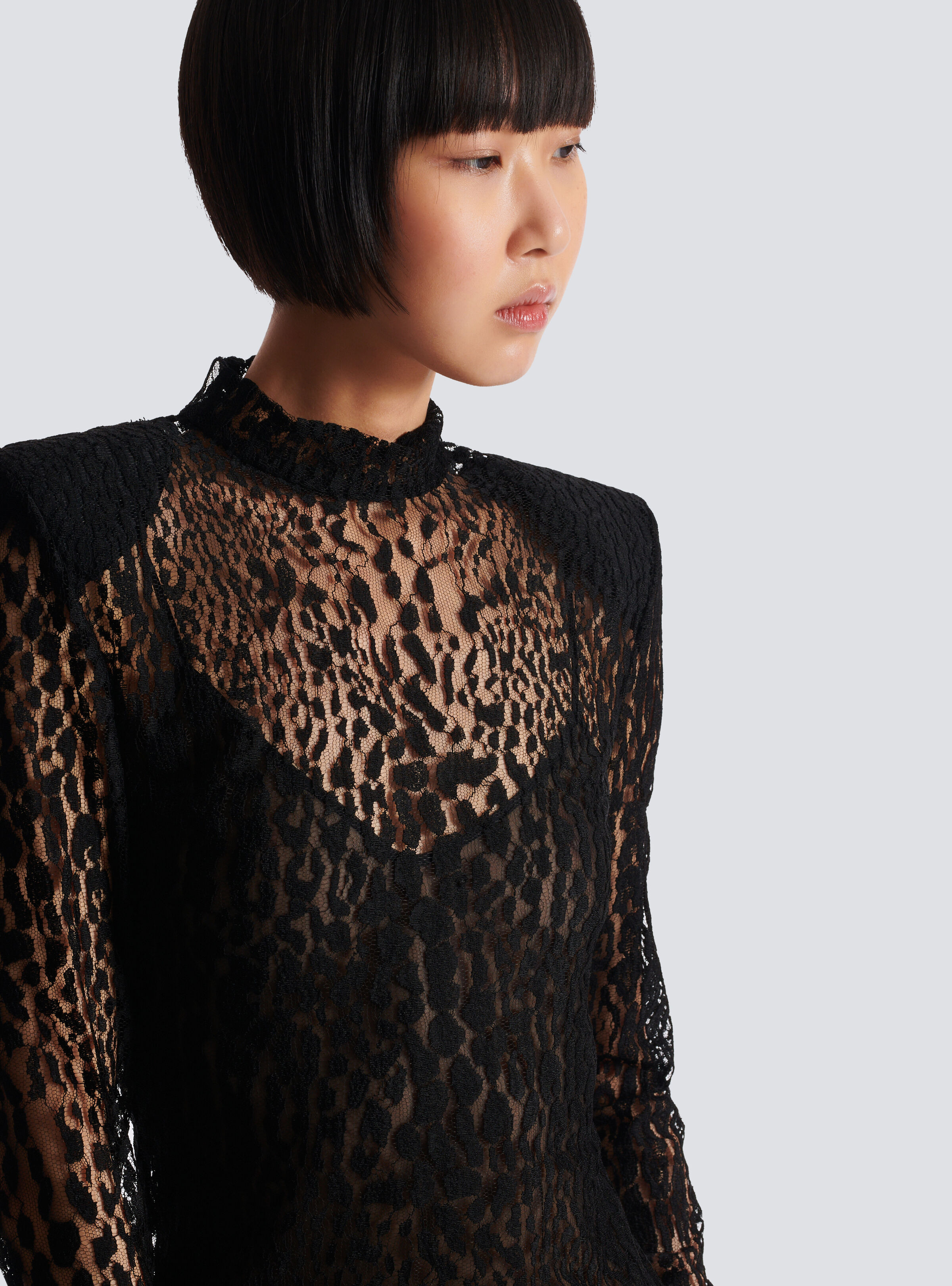Leopard pattern lace bodycon dress - 7