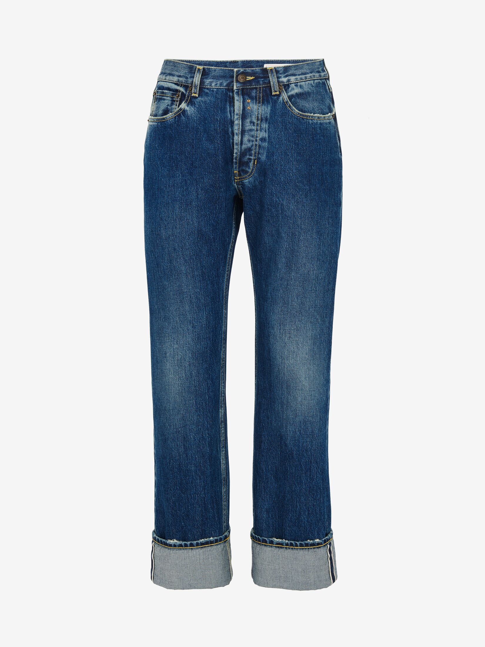 Men's Turn-up Jeans in Washed Blue - 1